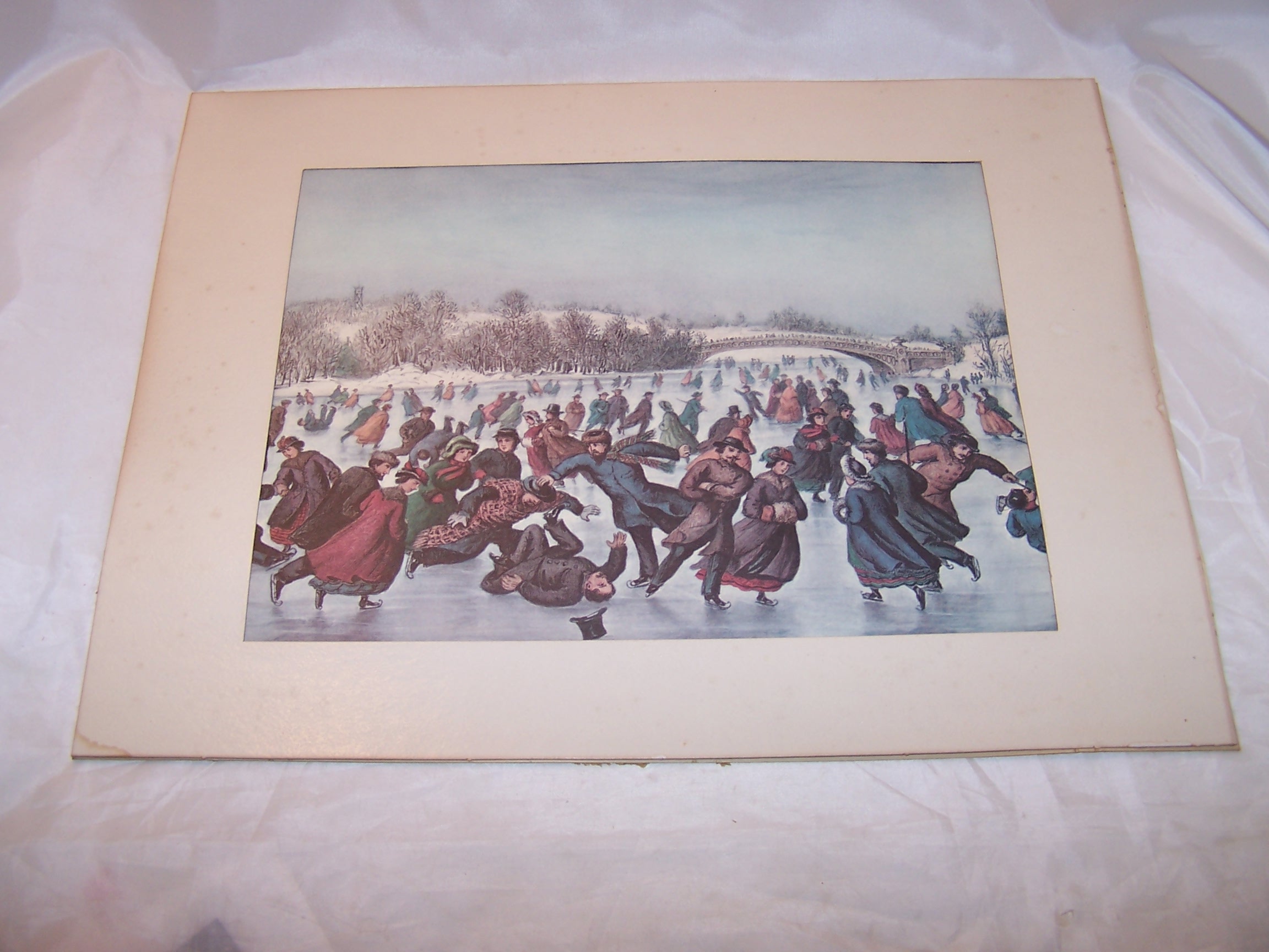 Image 1 of Currier & Ives, The Skating Carnival, Framed 1963 Calendar Page