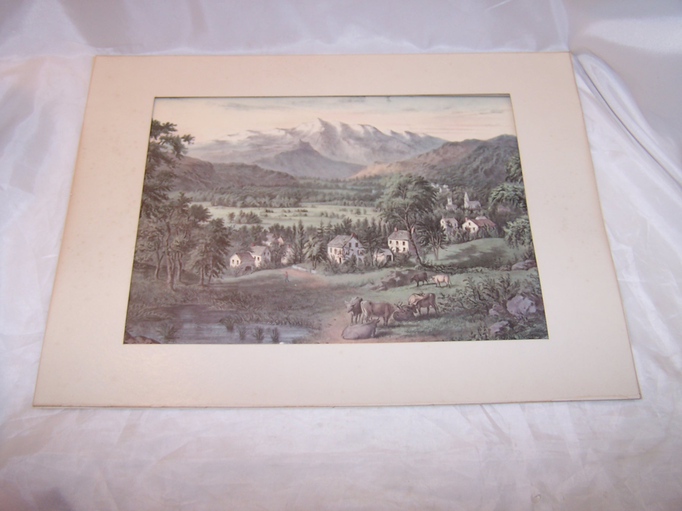 Image 1 of Currier & Ives, Mount Washington, Framed 1963 Calendar Page