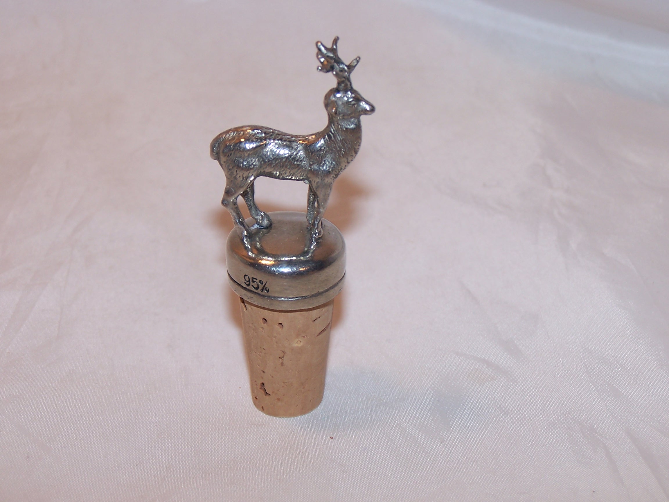 Bottle Stopper, Deer, Metal and Cork