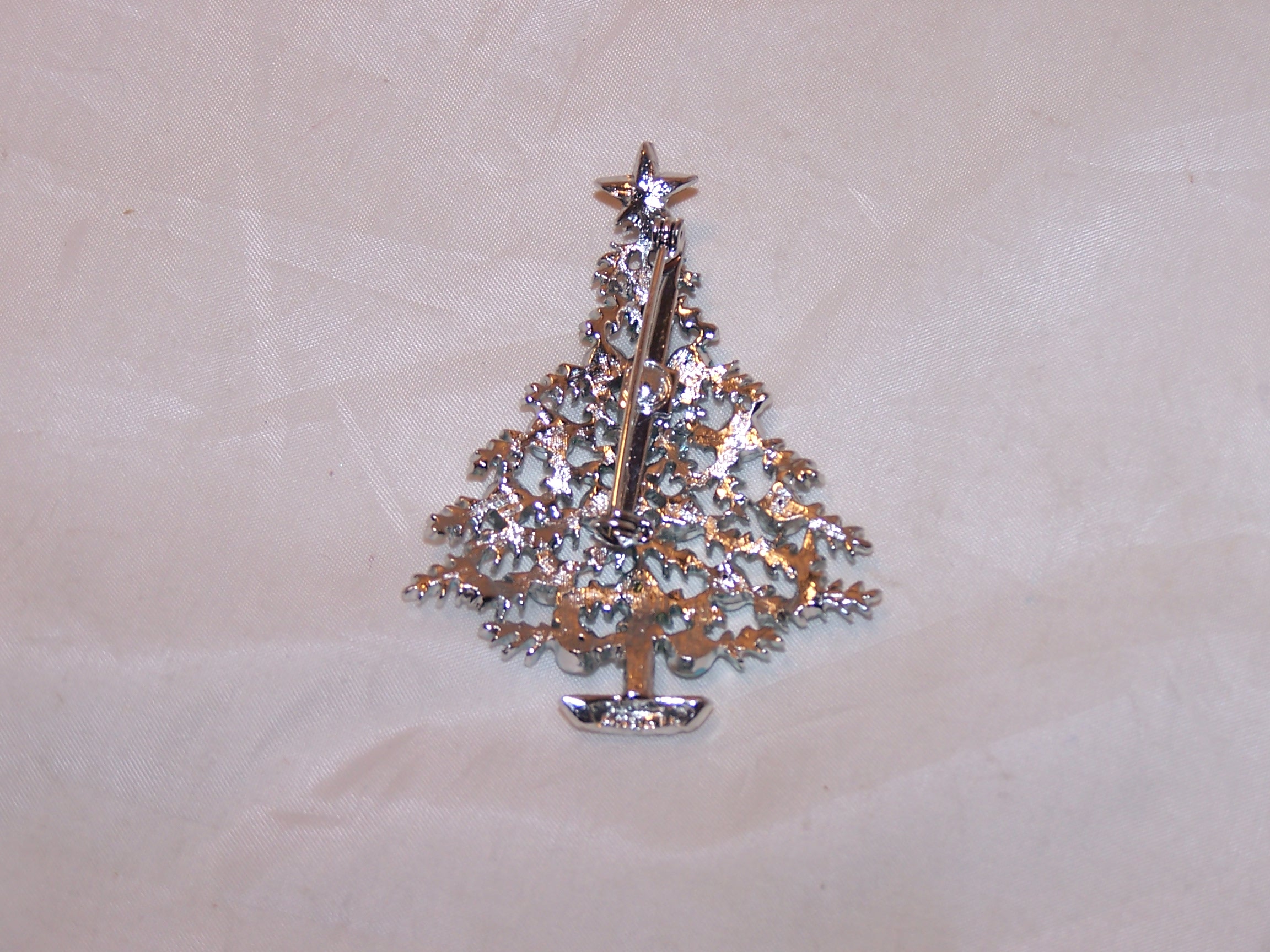 Image 2 of Christmas Tree, Blue and Silver, Pin Brooch