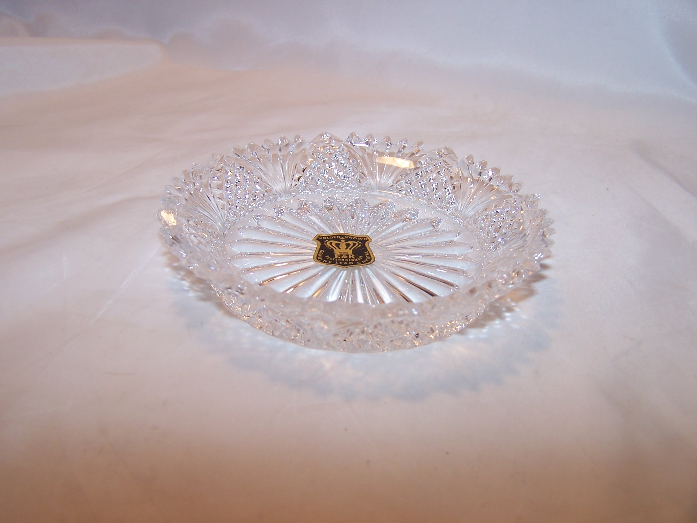 Image 1 of E & R Golden Crown Crystal Salt, Sauce Dish