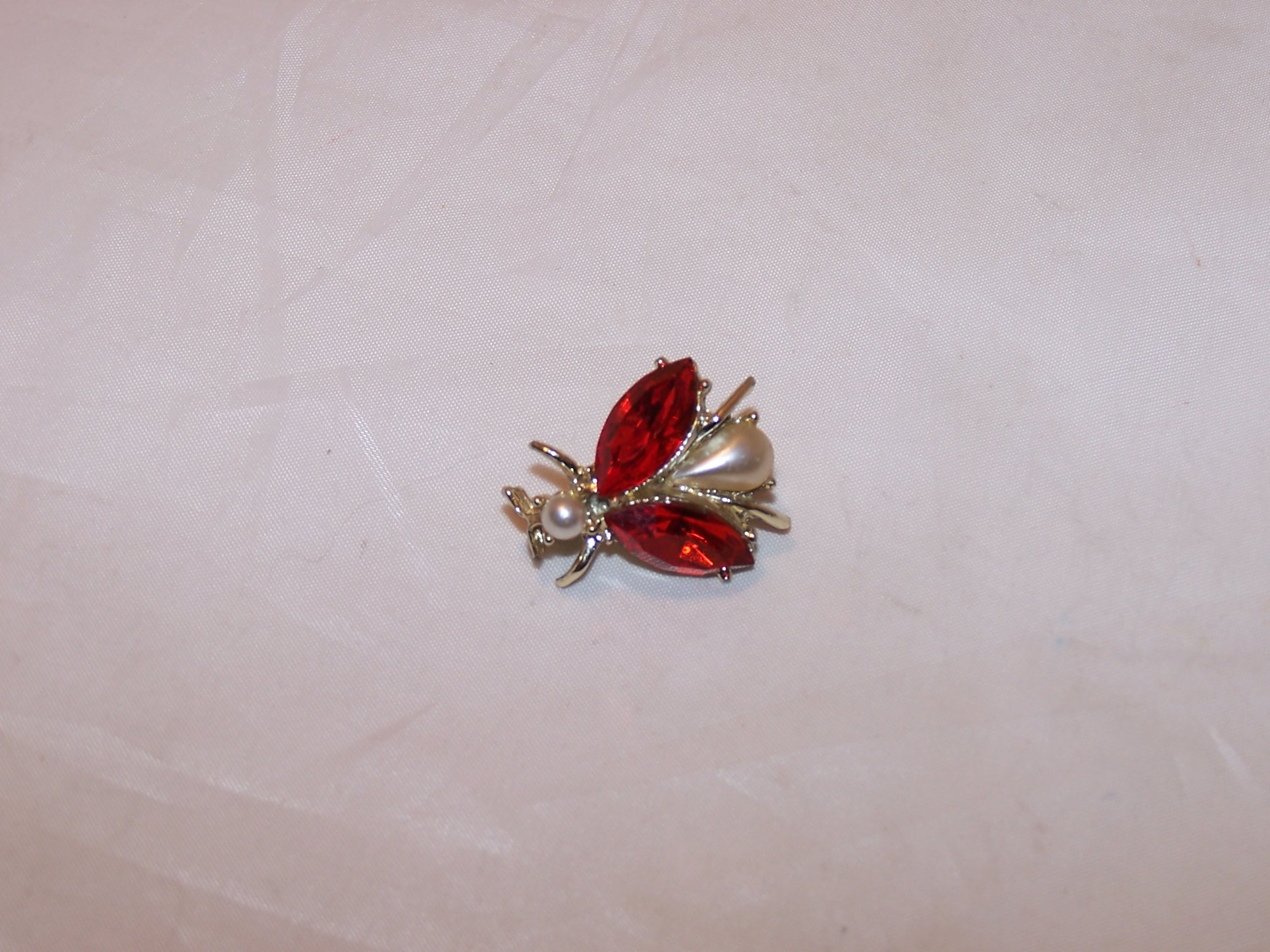 Bug Pin, Orange Rhinestone Wings