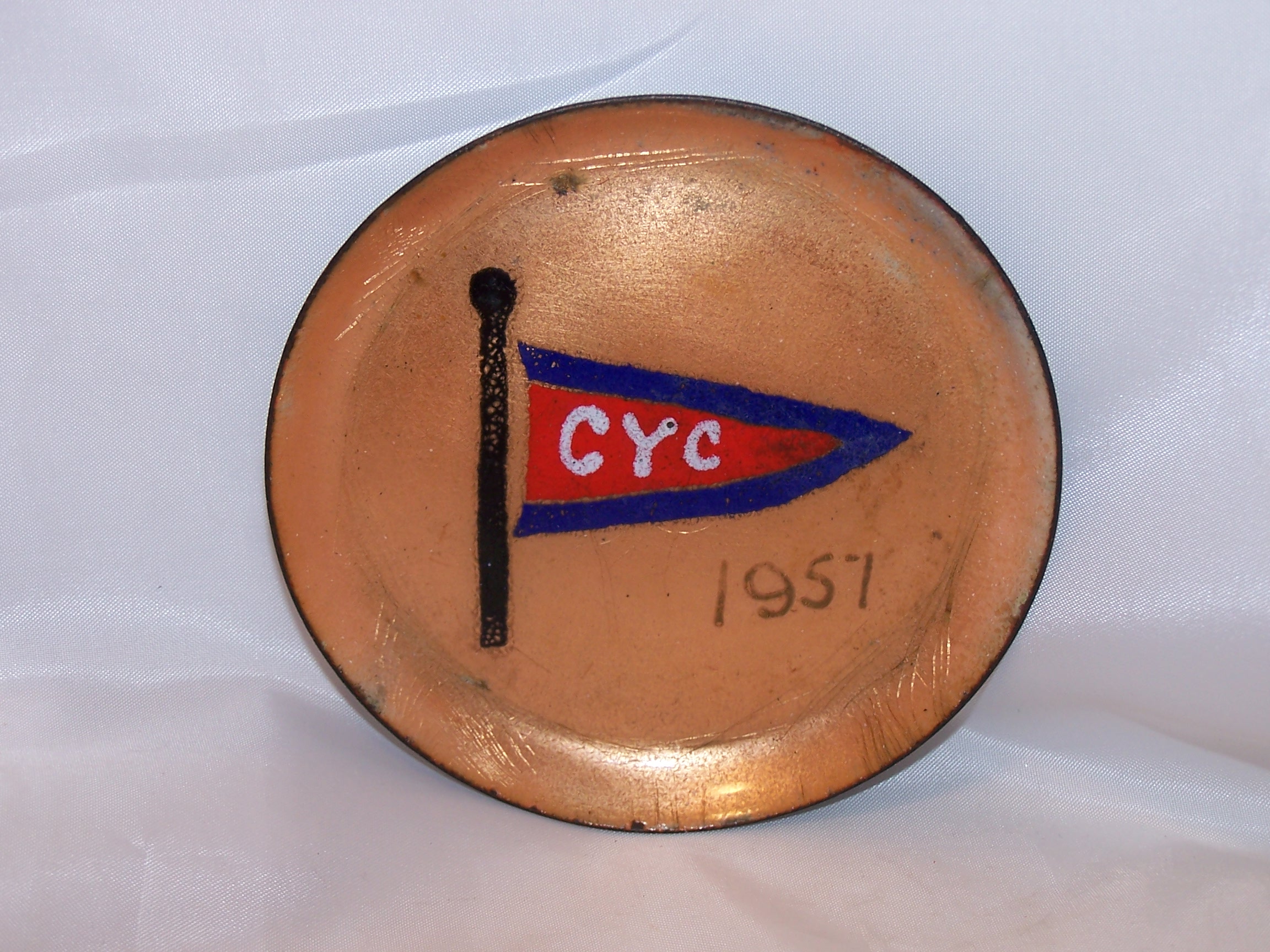 Herb Friedson Signed Enamel Dish, 1957, Cleveland Yachting Club