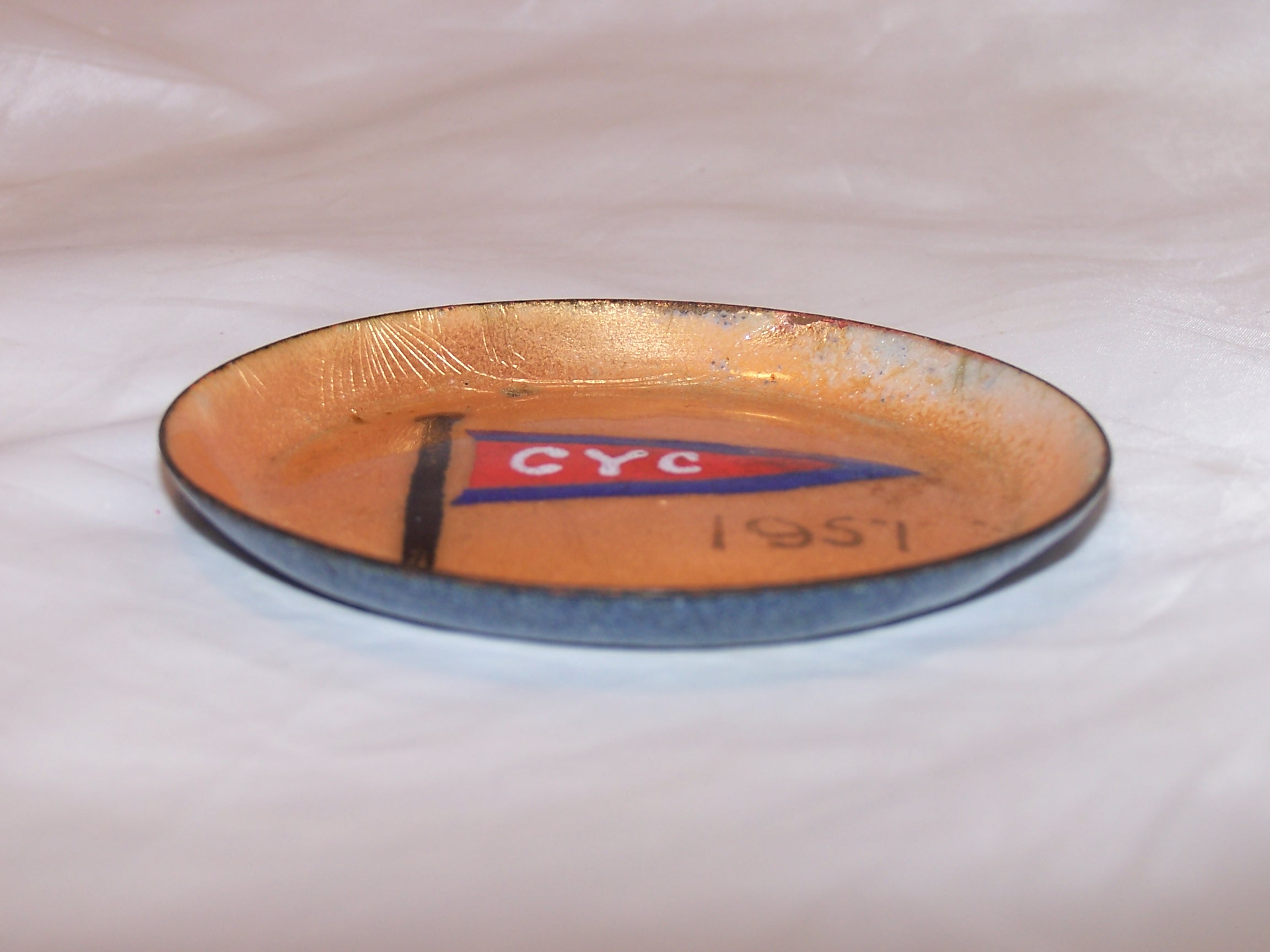 Image 2 of Herb Friedson Signed Enamel Dish, 1957, Cleveland Yachting Club