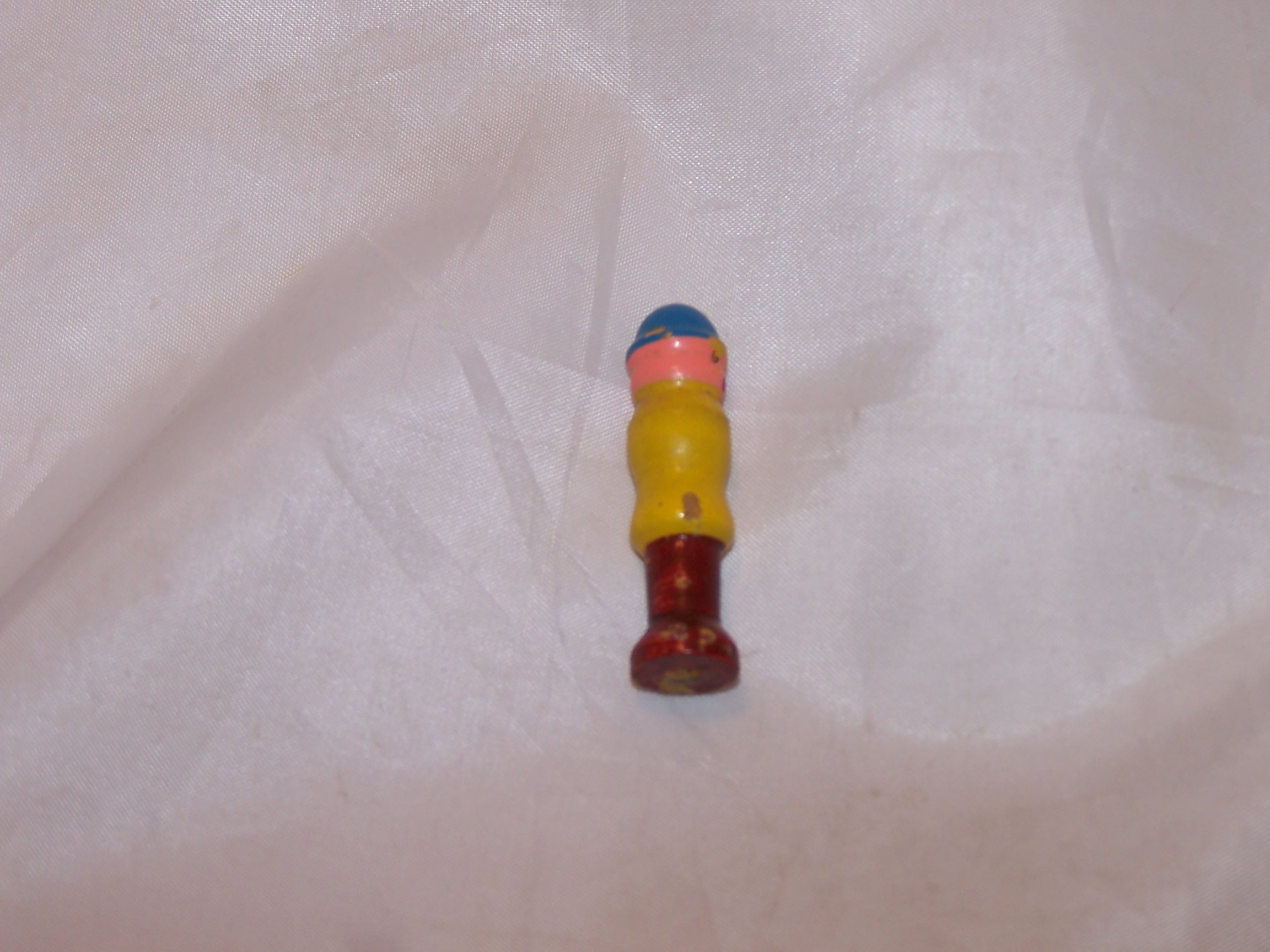 Image 1 of Peg Man, Vintage Game Piece, Wood, Blue, Yellow, Brown