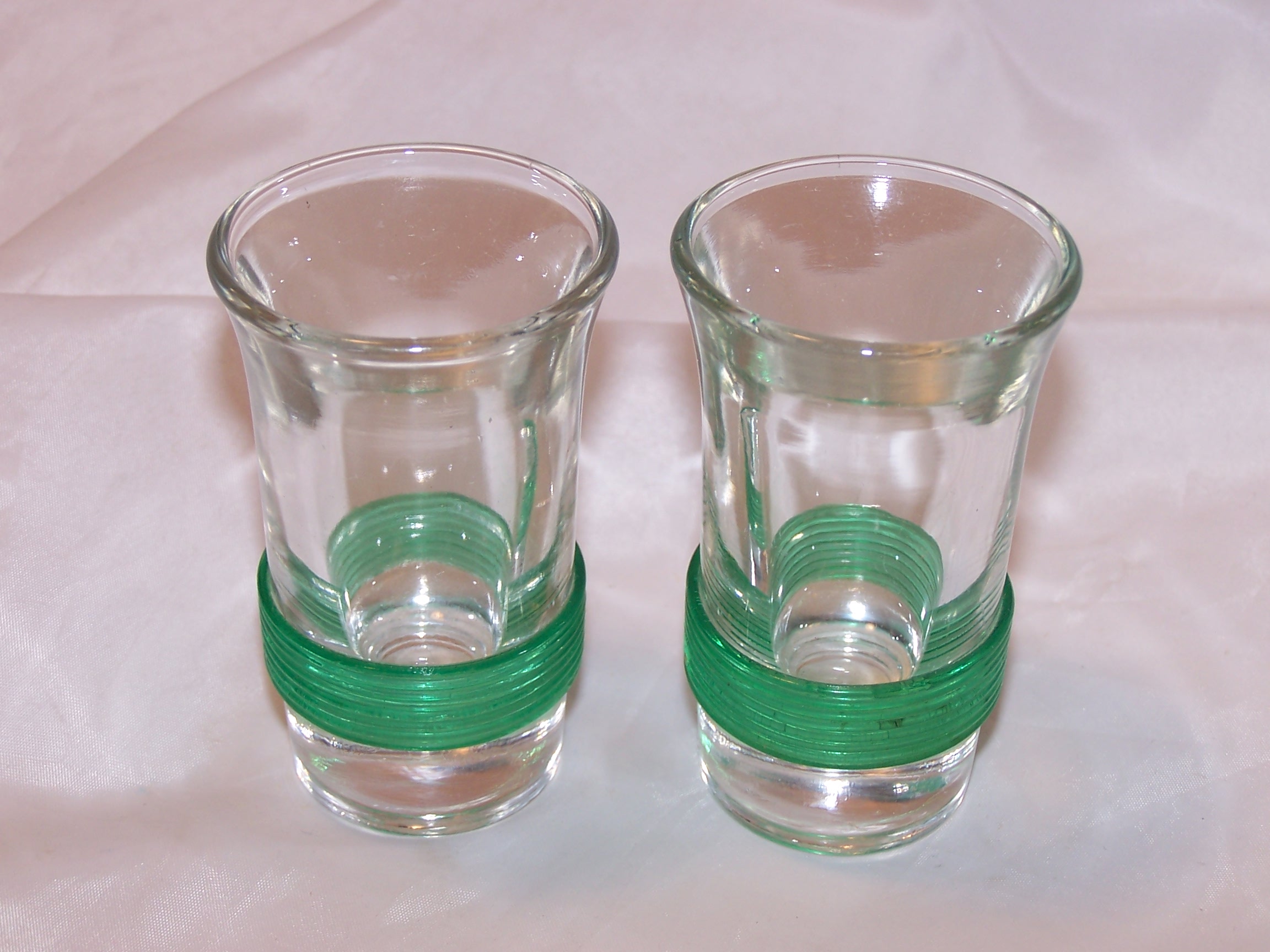 Green Wrapped Shot Glasses, Set of Two, Vintage