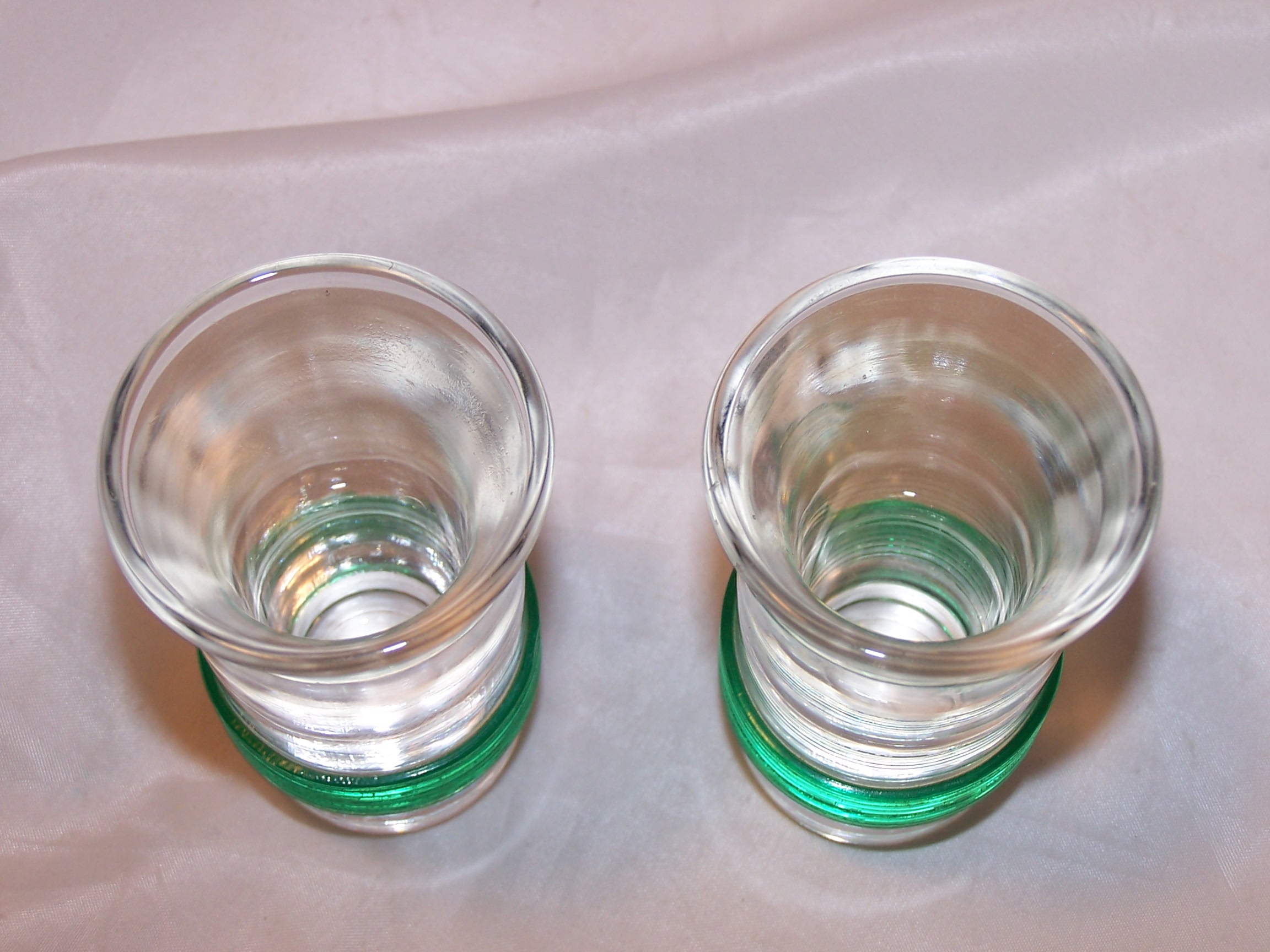 Image 1 of Green Wrapped Shot Glasses, Set of Two, Vintage