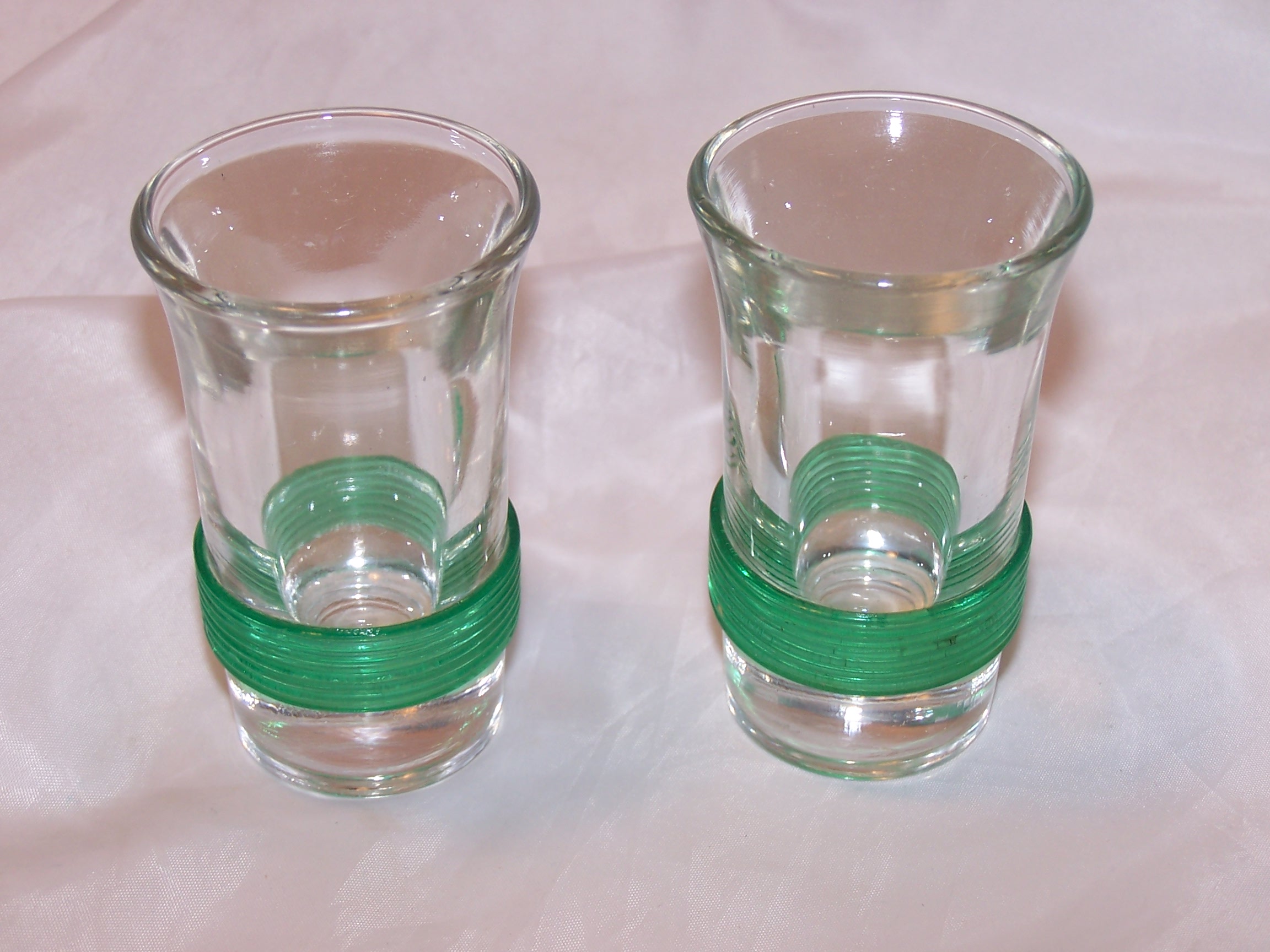 Image 2 of Green Wrapped Shot Glasses, Set of Two, Vintage