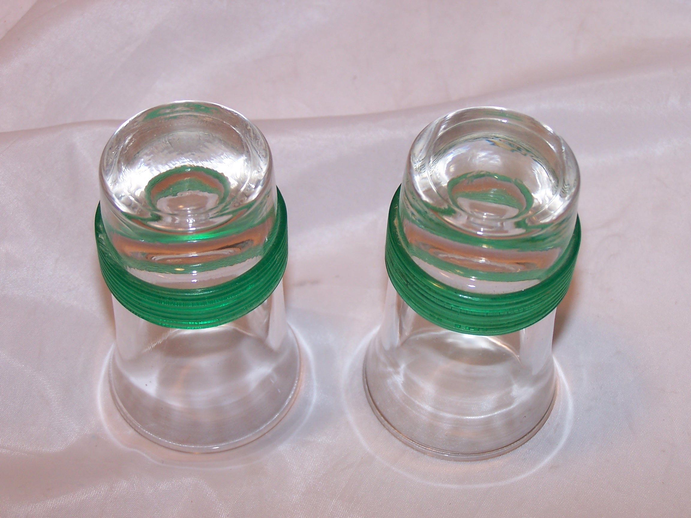 Image 3 of Green Wrapped Shot Glasses, Set of Two, Vintage