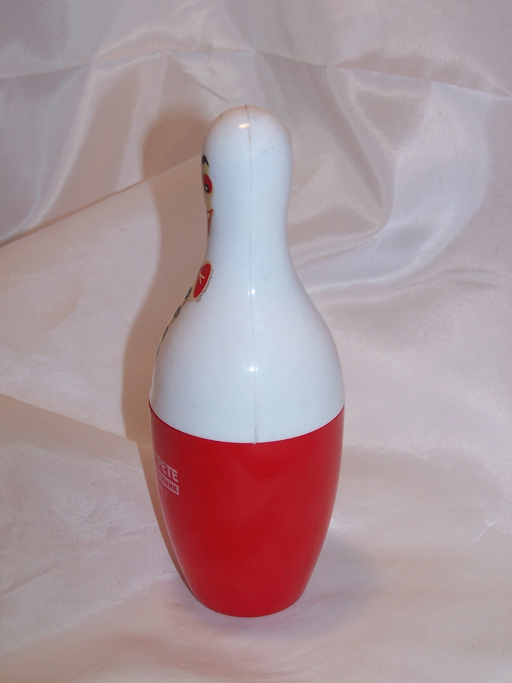 Image 1 of Bowling Pin Money Pete Bank, Red Eyes and Buttons, Spare Time