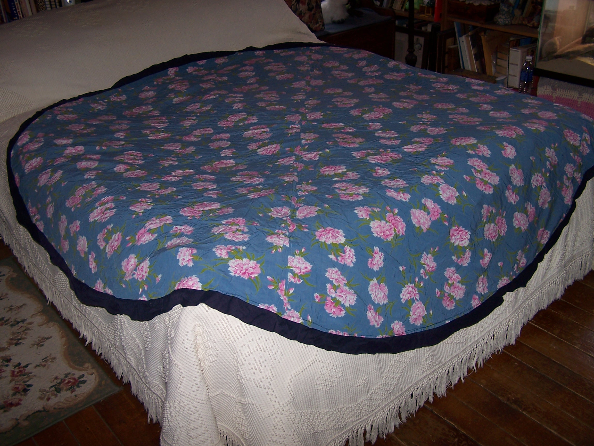 Image 10 of Patchwork Tablecloth, Round, 77 inches, Handmade, Vintage