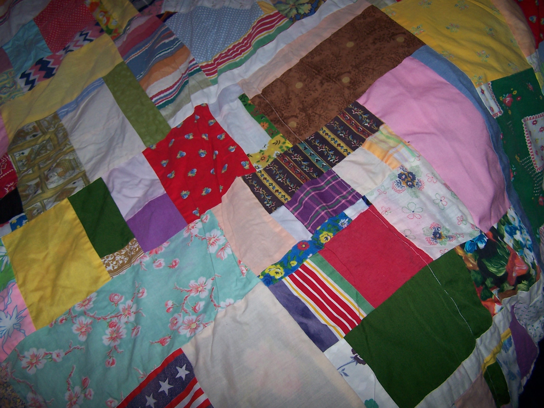 Image 5 of Patchwork Tablecloth, Round, 77 inches, Handmade, Vintage
