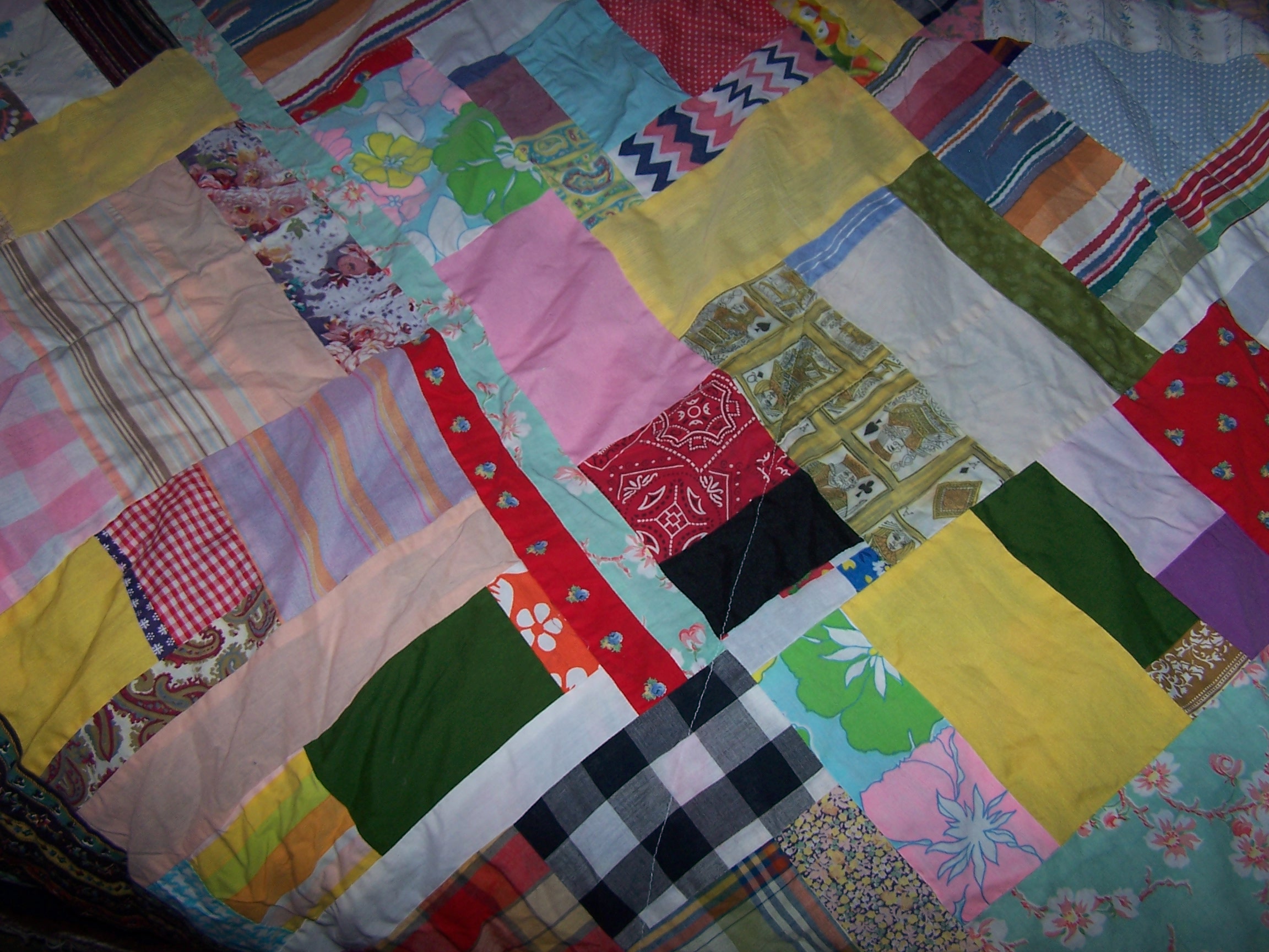 Image 6 of Patchwork Tablecloth, Round, 77 inches, Handmade, Vintage