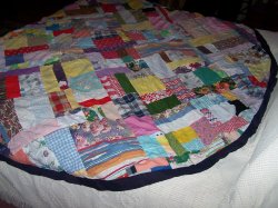 Patchwork Tablecloth, Round, 77 inches, Handmade, Vintage
