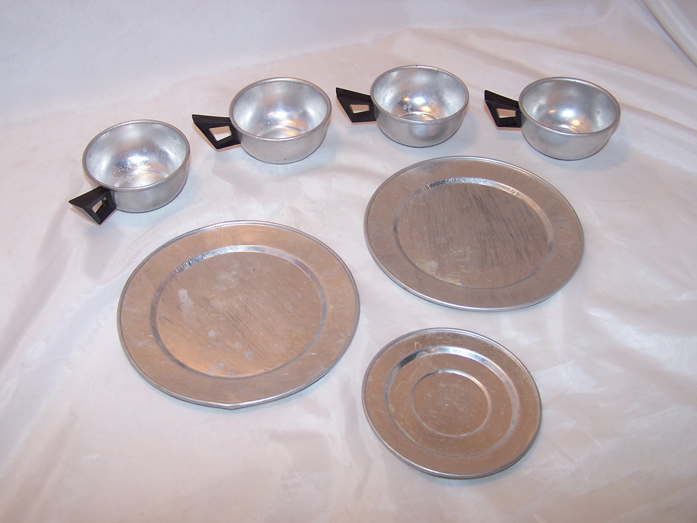 Image 1 of Toy Cups, Saucer, Plates, Aluminum, Vintage Childs Toy