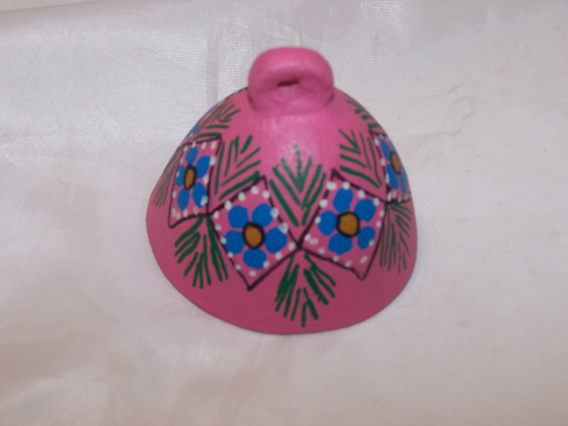 Floral Clay Bell, Oaxaca, Mexico, Hand Crafted, Painted