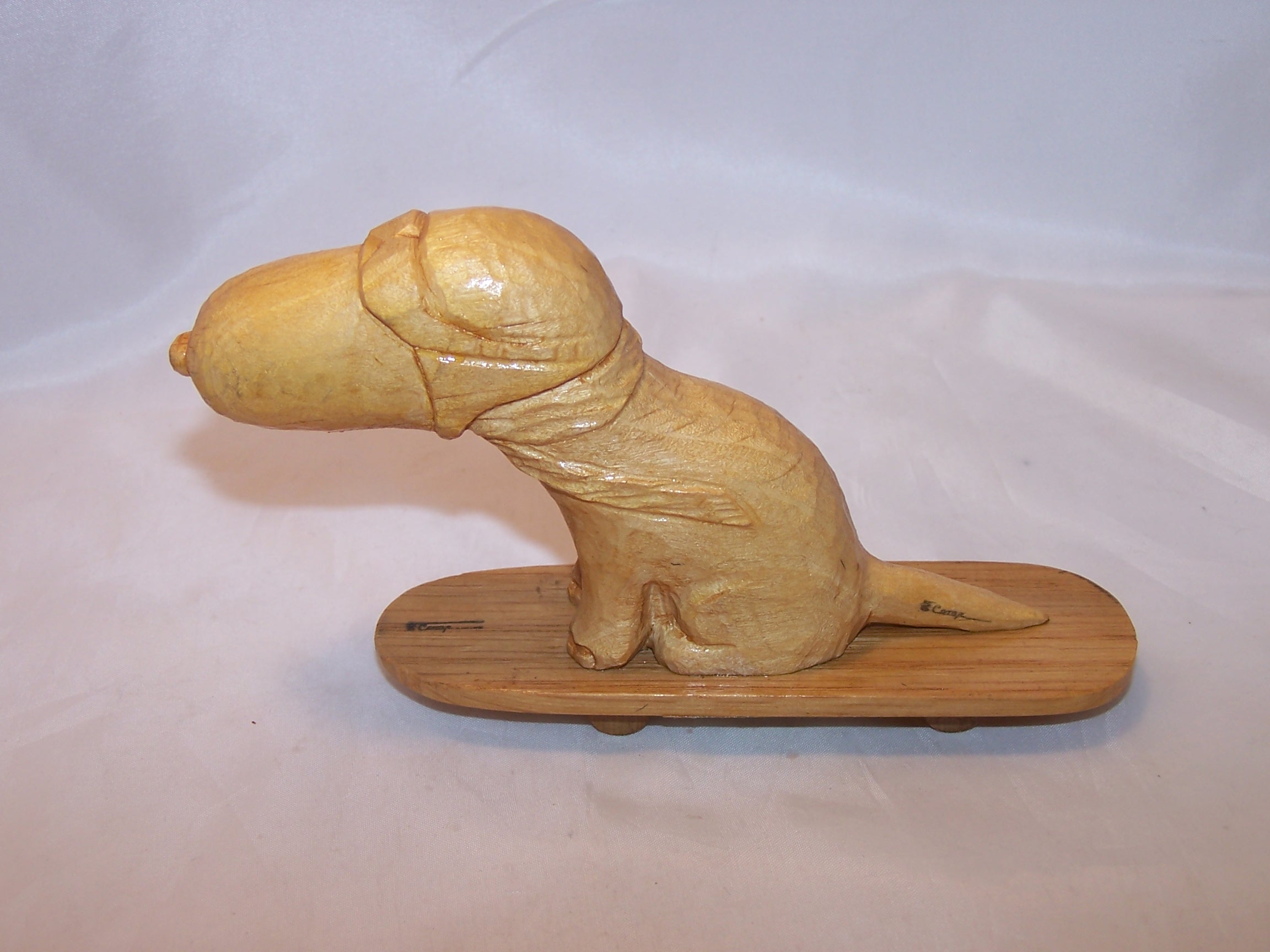 Skateboarding Dog Wood Carving, Autographed, Floyd Camp