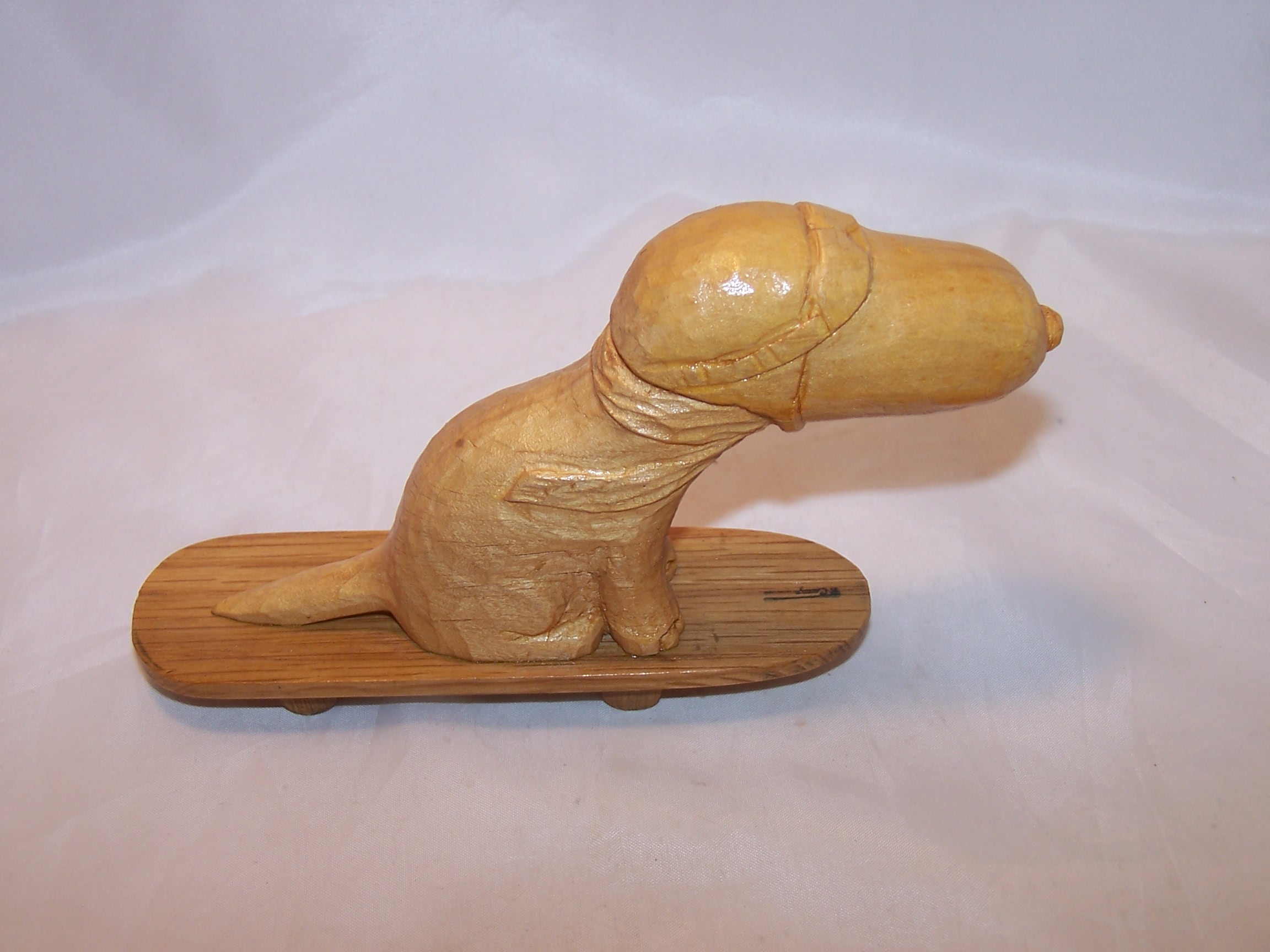 Image 2 of Skateboarding Dog Wood Carving, Autographed, Floyd Camp