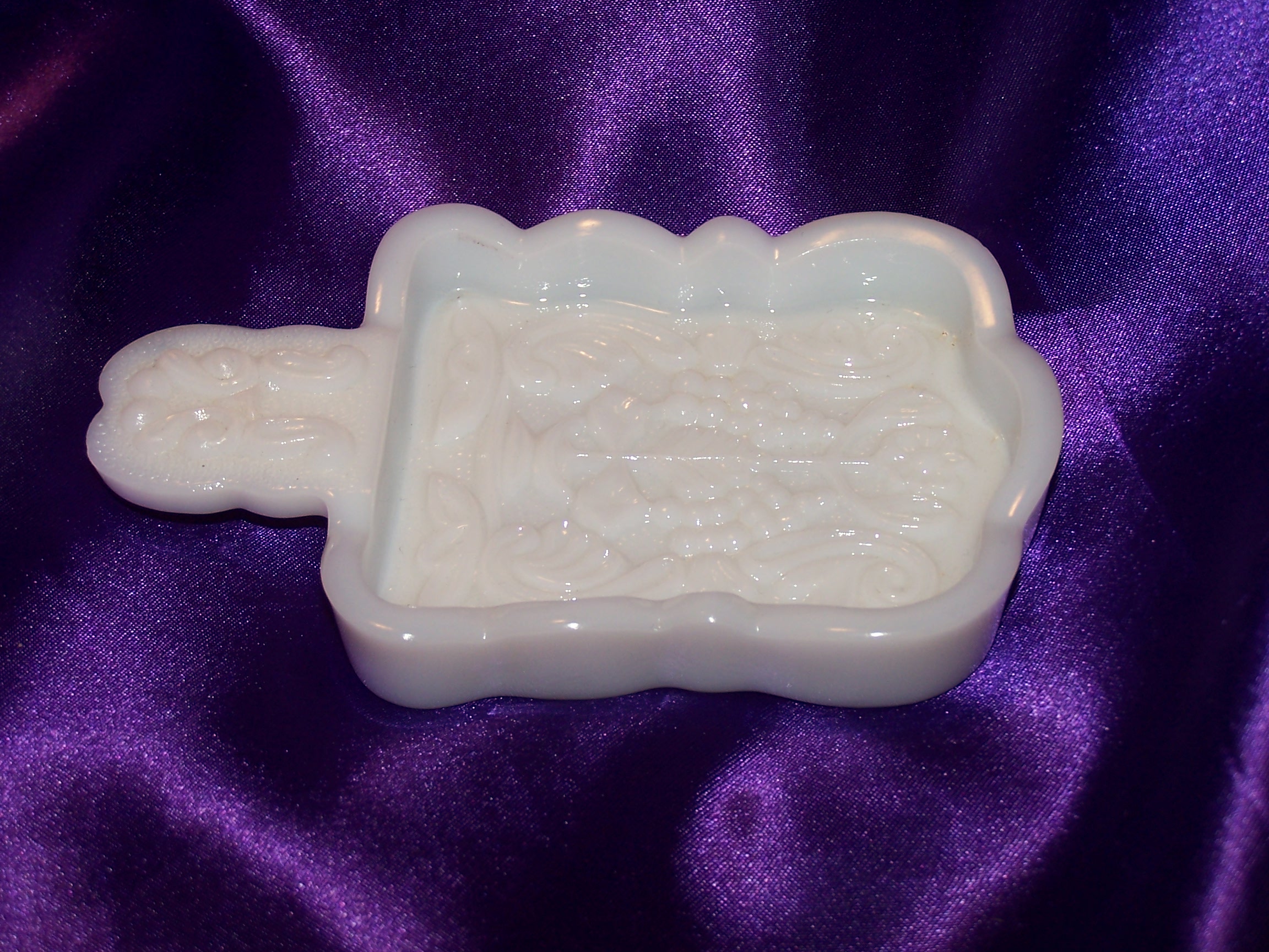 Image 3 of Imperial Glass Grape Design Salt, Sauce Dish, Milk Glass