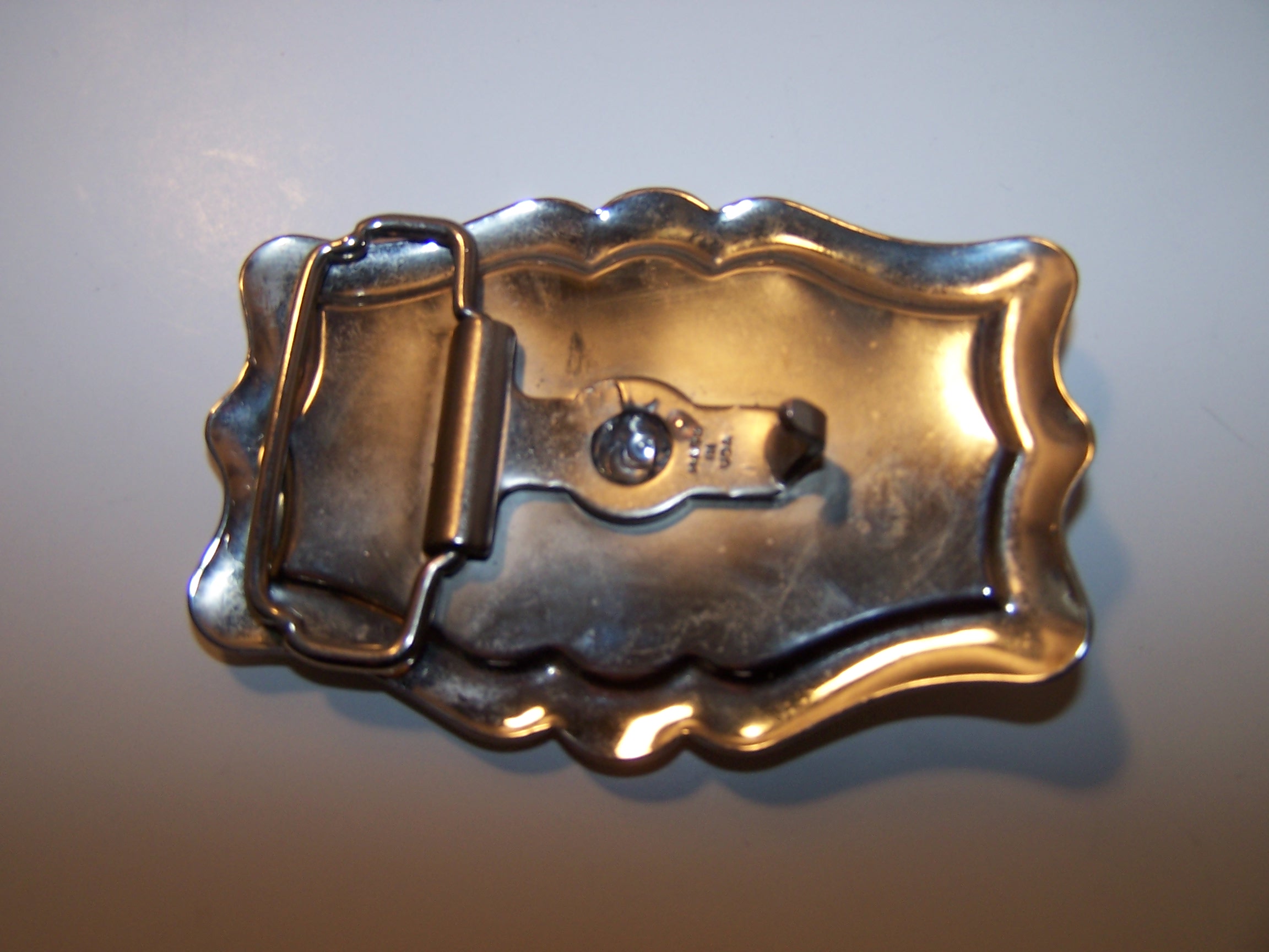 Image 3 of Square Dance Belt Buckle, Silver and Black, USA