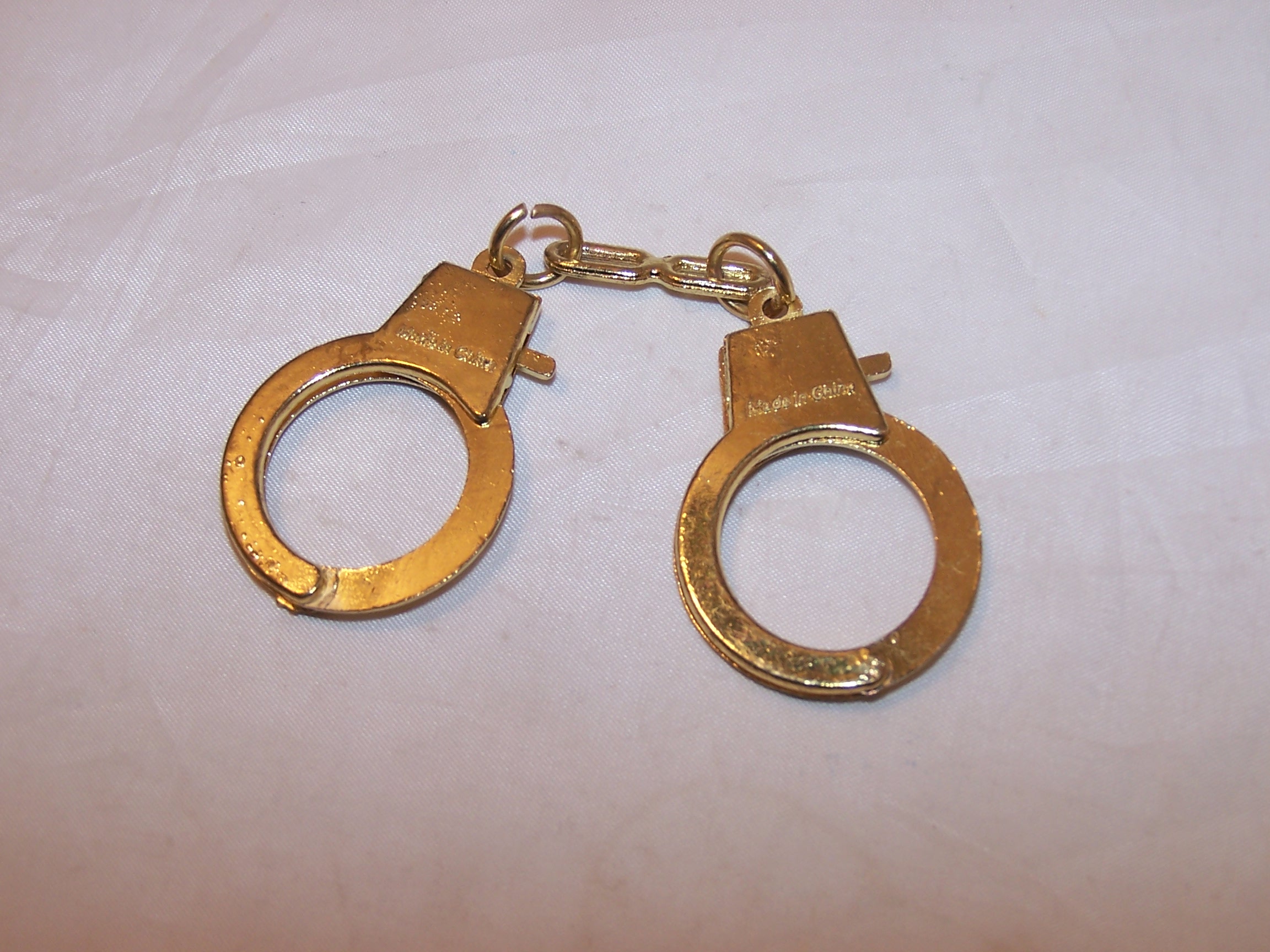 Image 2 of Handcuffs, Miniature Gold, Metal