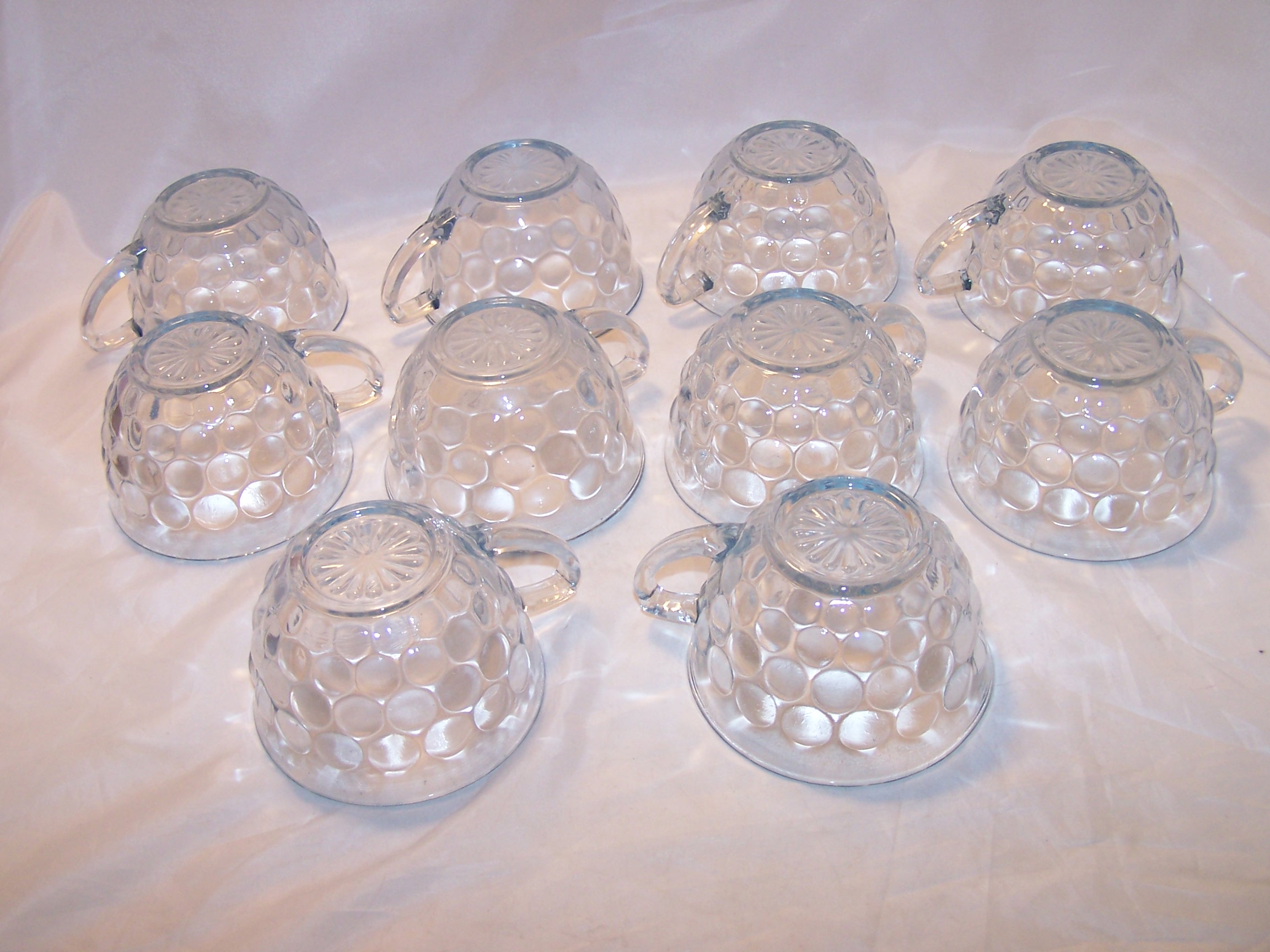 Image 4 of Hobnail Glass Teacup, Saucer Service for 10, Vintage