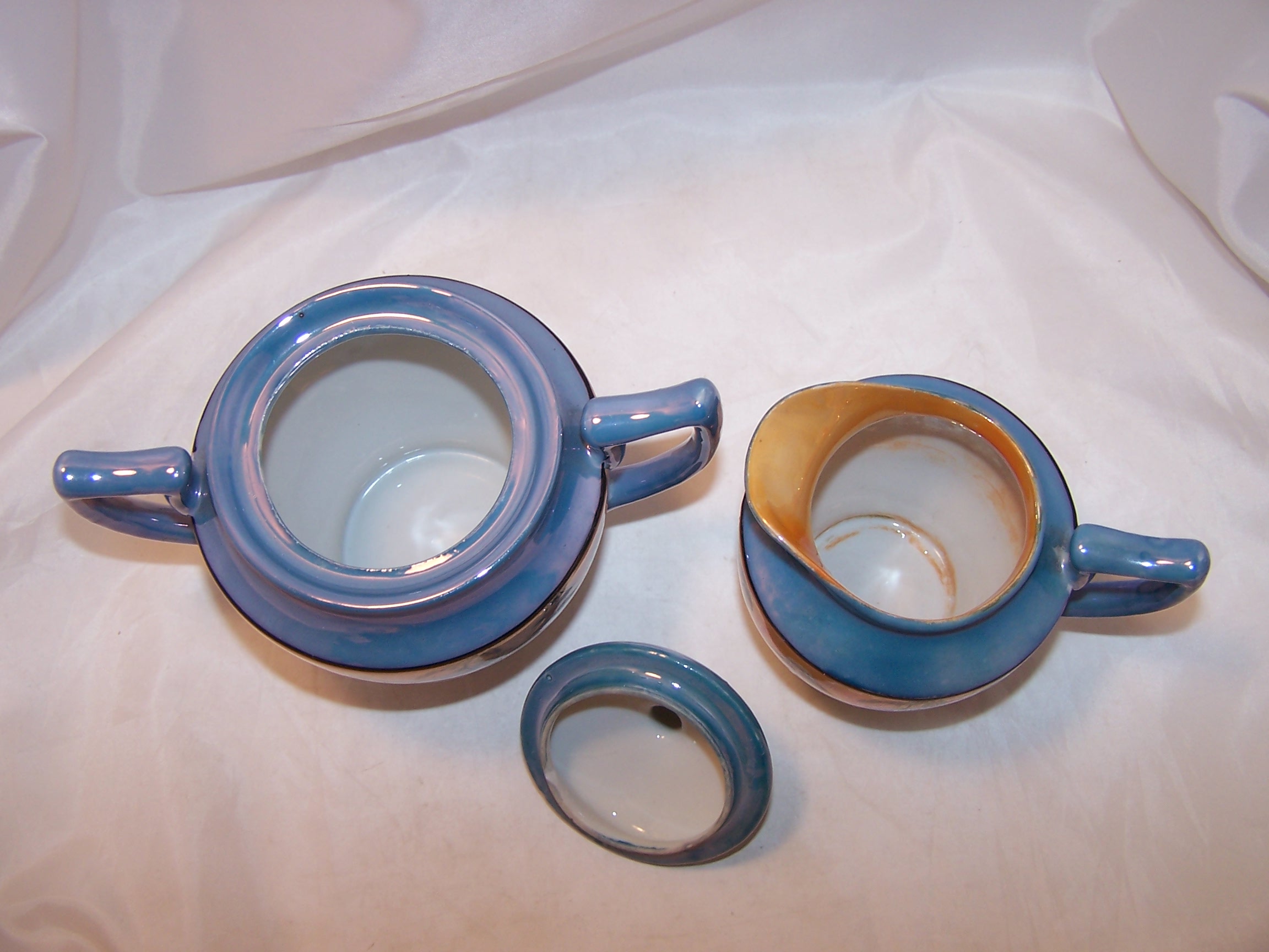 Image 6 of Lusterware Creamer, Sugar Bowl, Hand Painted, Japan, Double Diamond T
