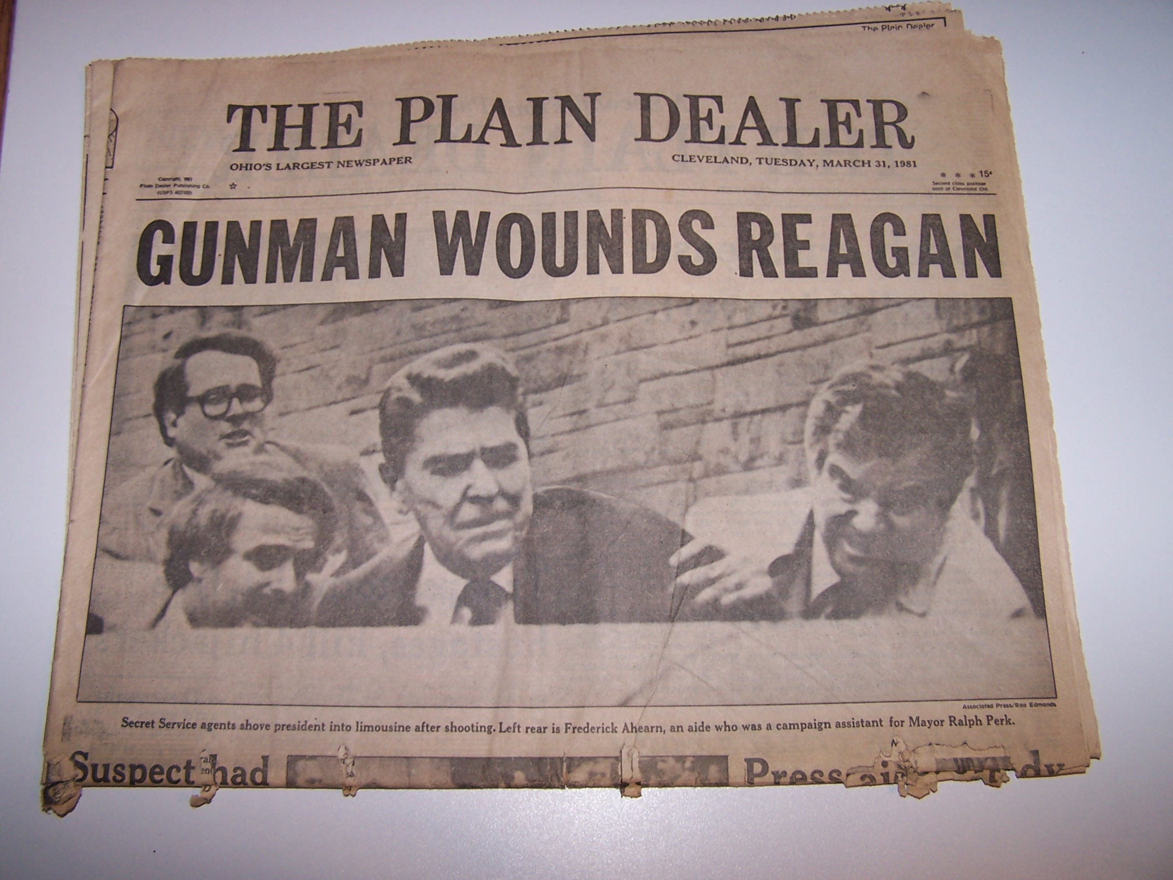 Gunman Wounds Reagan, 1981, Cleveland Plain Dealer