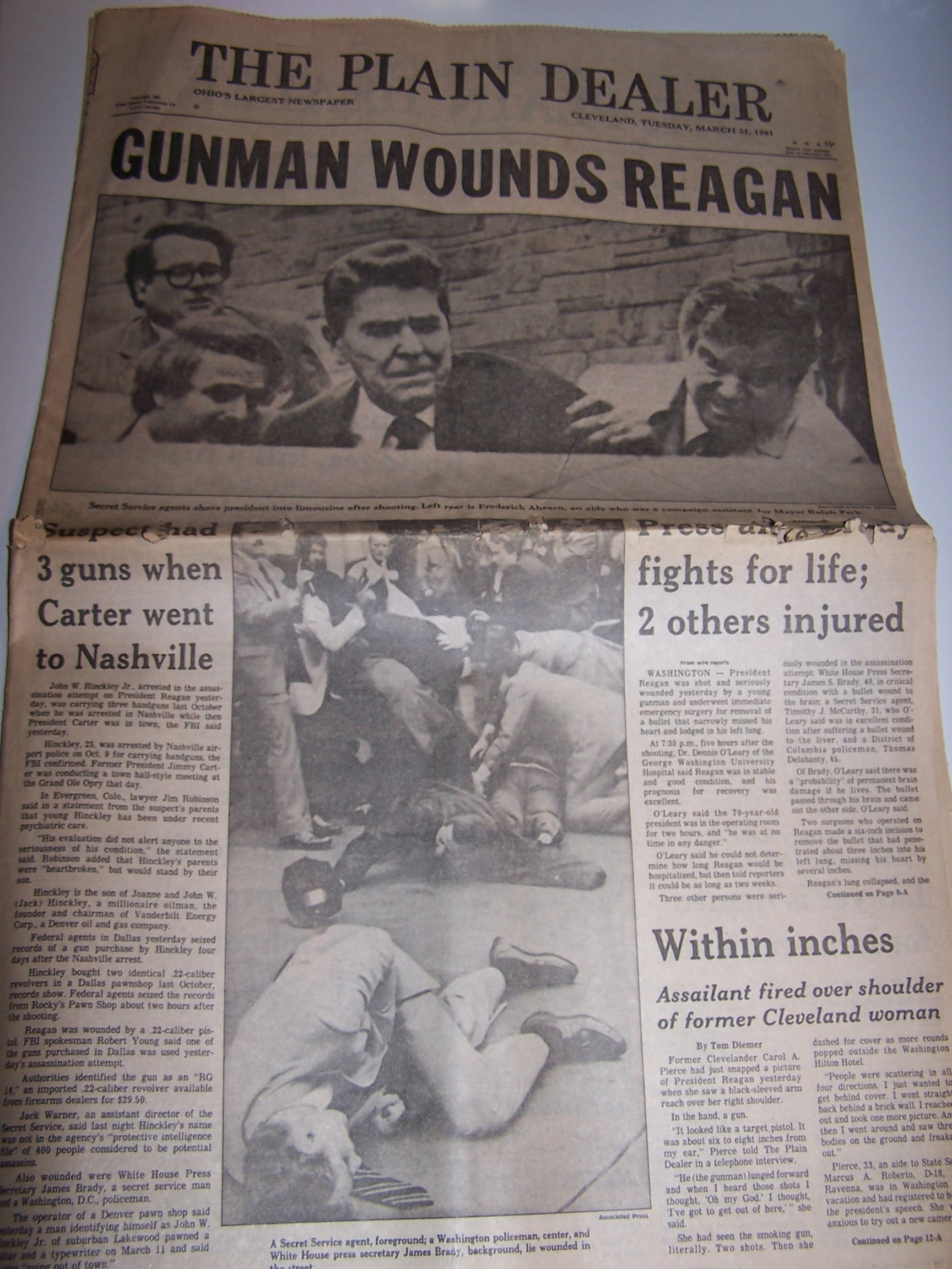 Image 1 of Gunman Wounds Reagan, 1981, Cleveland Plain Dealer