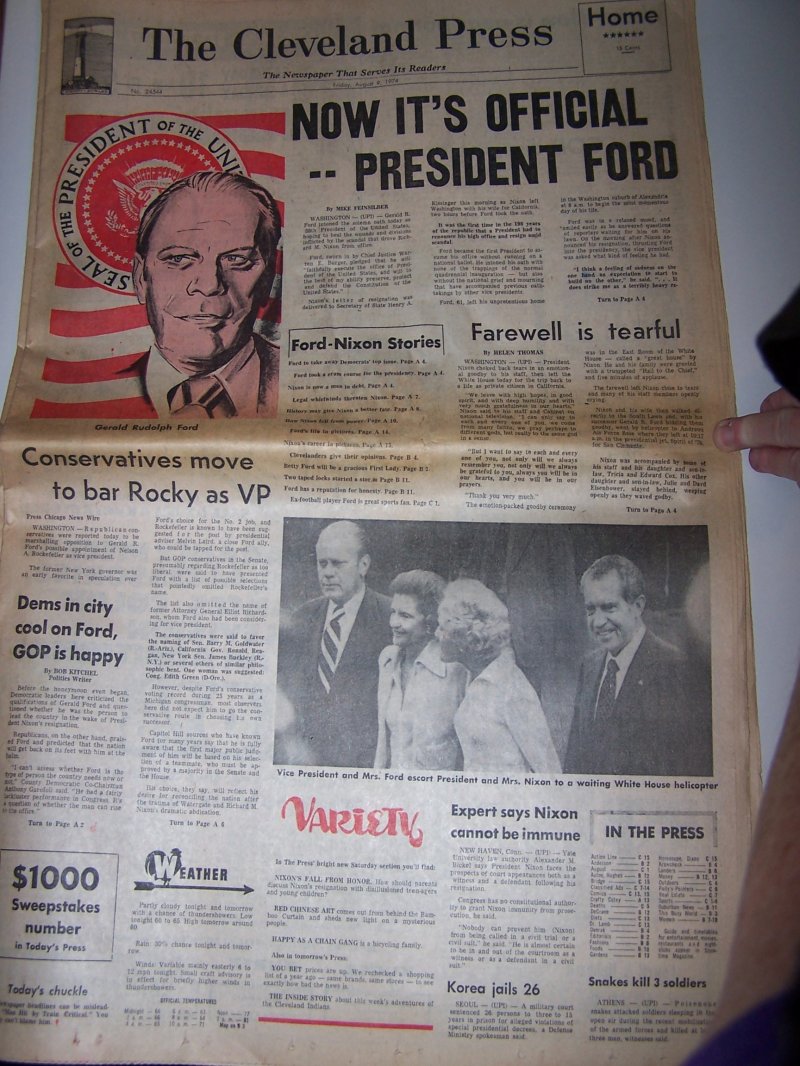 Image 1 of Nixon Resigns, Ford Steps Up, 1974, Cleveland Press