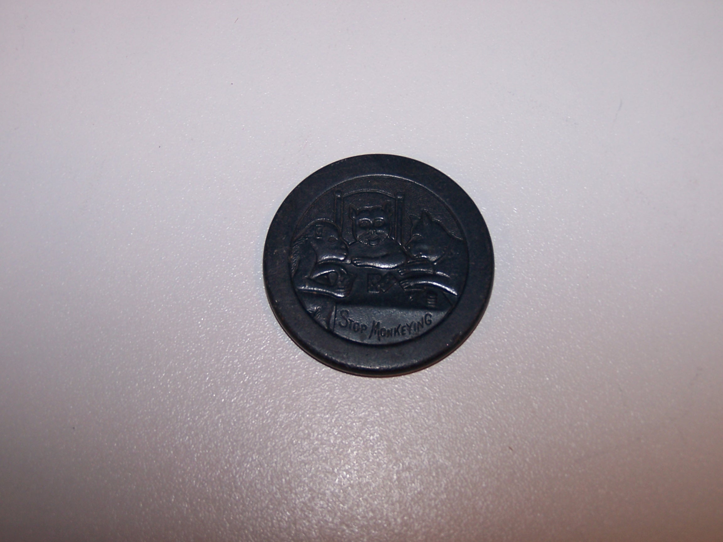 Image 2 of Stop Monkeying Poker Chip, Clay, Black