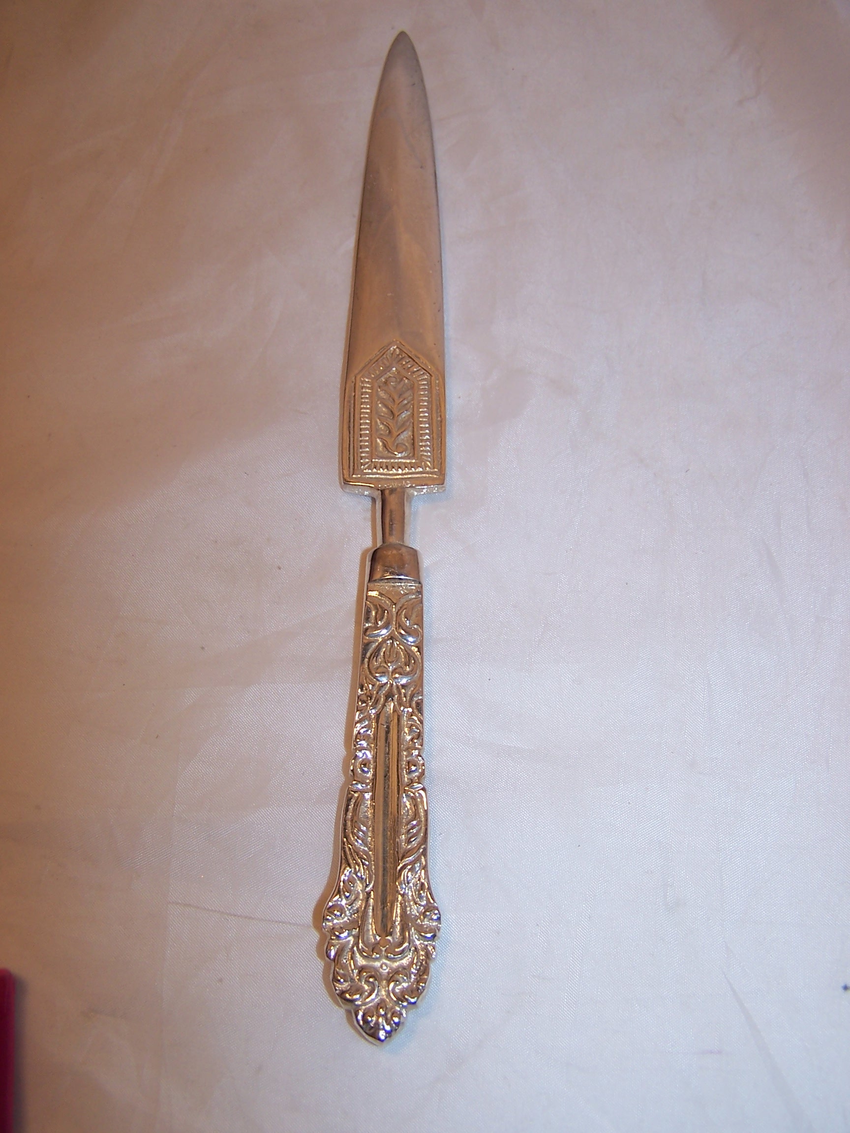 Letter Opener, Vintage, Silver Plate, Scrollwork Handle