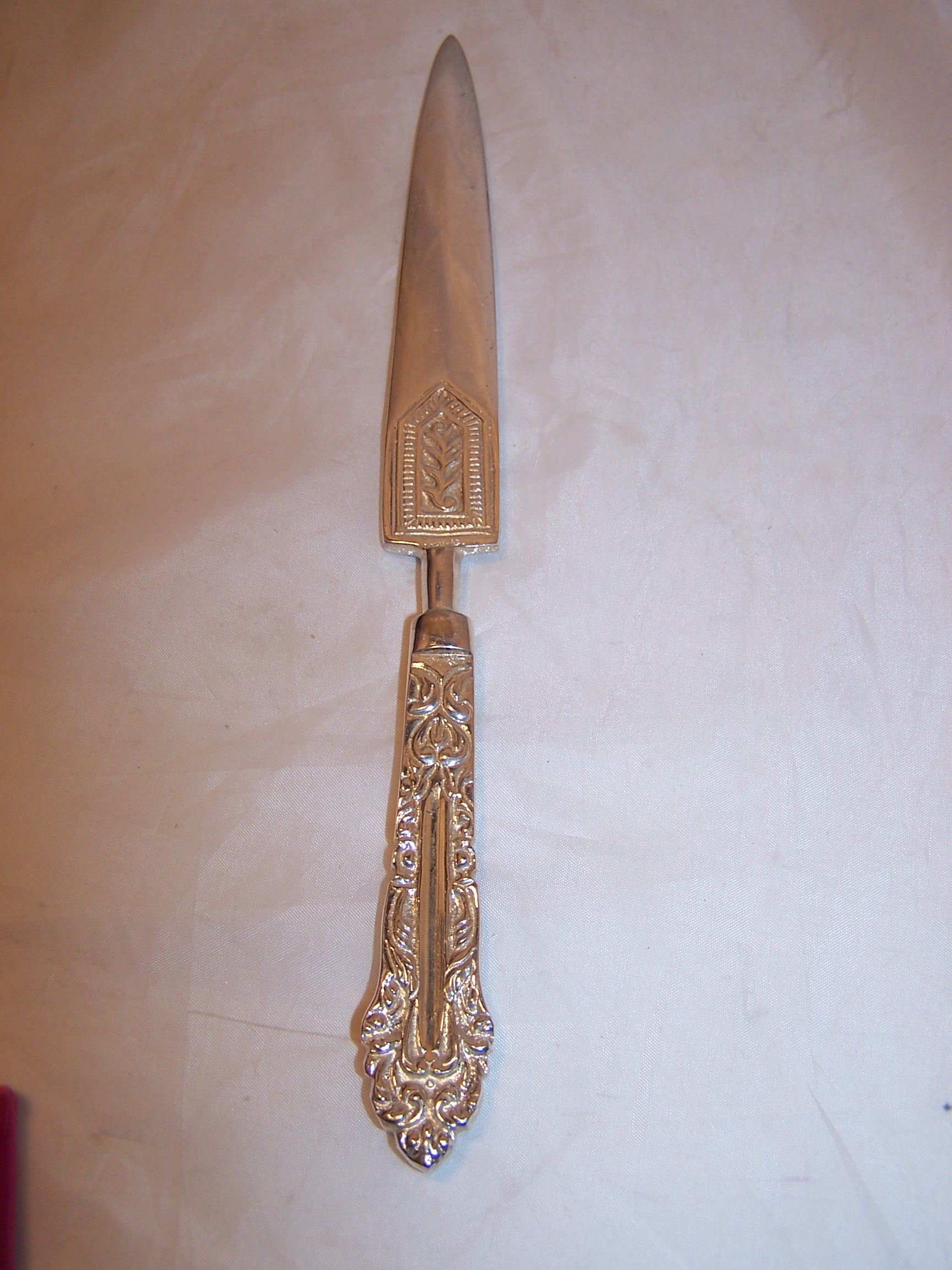 Letter Opener, Vintage, Silver Plate, Scrollwork Handle