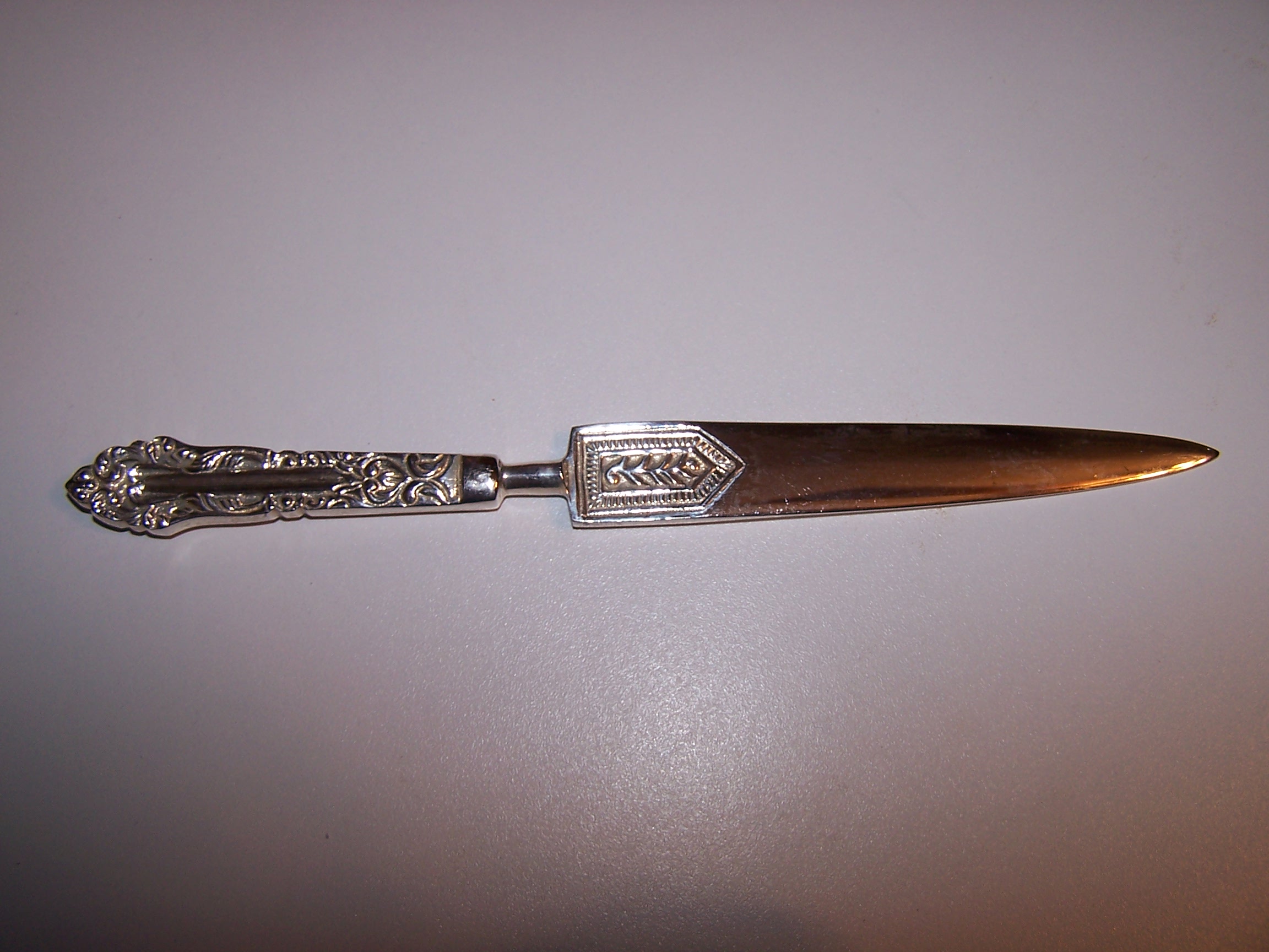 Image 2 of Letter Opener, Vintage, Silver Plate, Scrollwork Handle