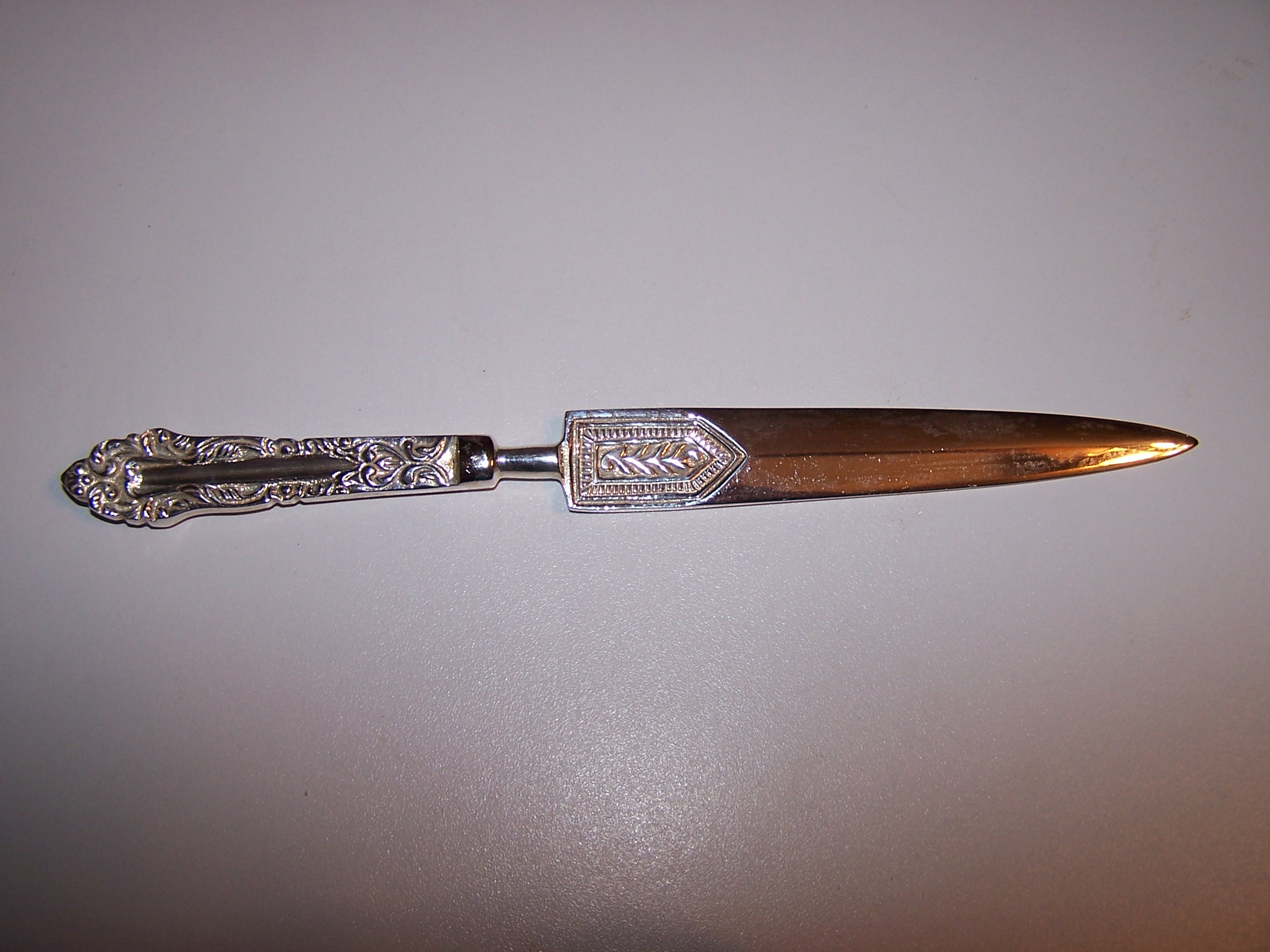 Image 3 of Letter Opener, Vintage, Silver Plate, Scrollwork Handle