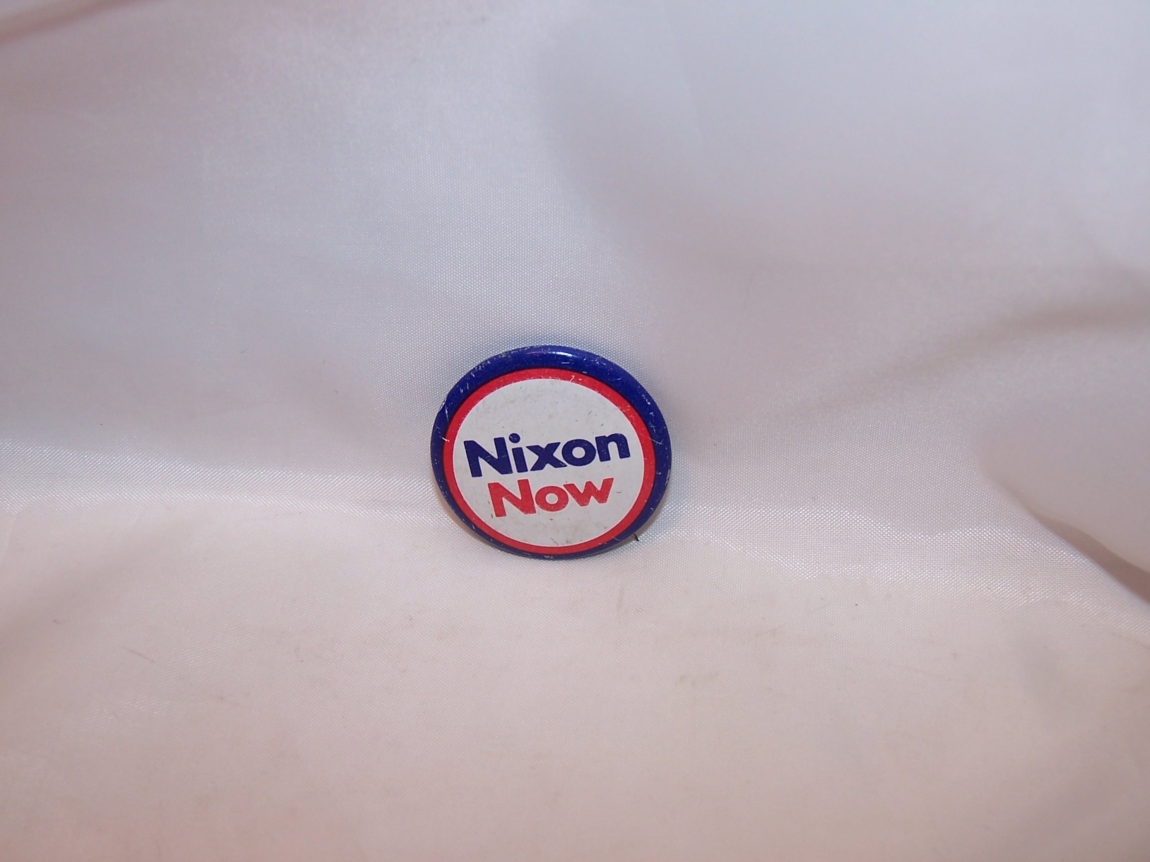 Nixon Now Election Pinback Button, Red, White and Blue