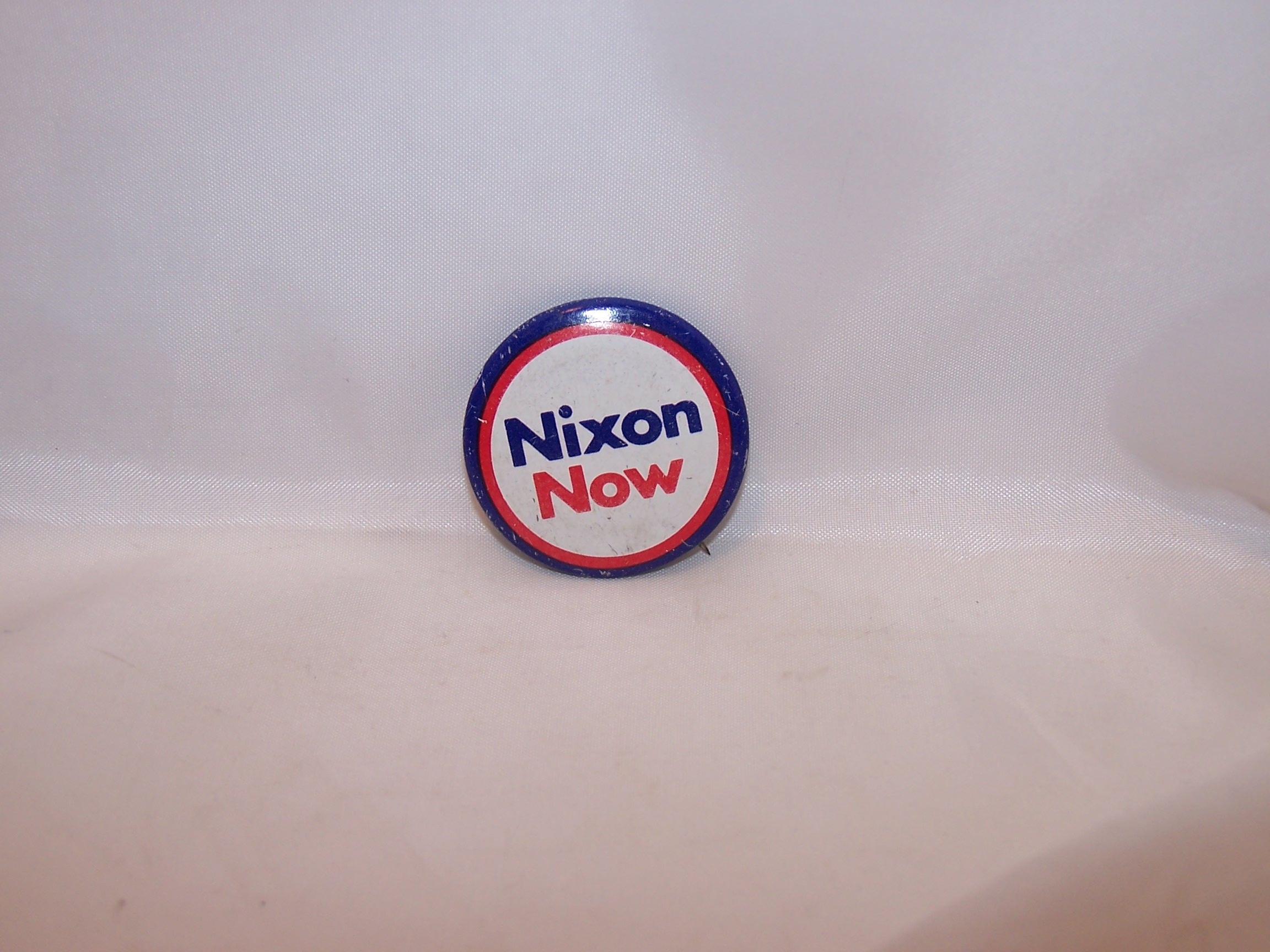 Image 1 of Nixon Now Election Pinback Button, Red, White and Blue