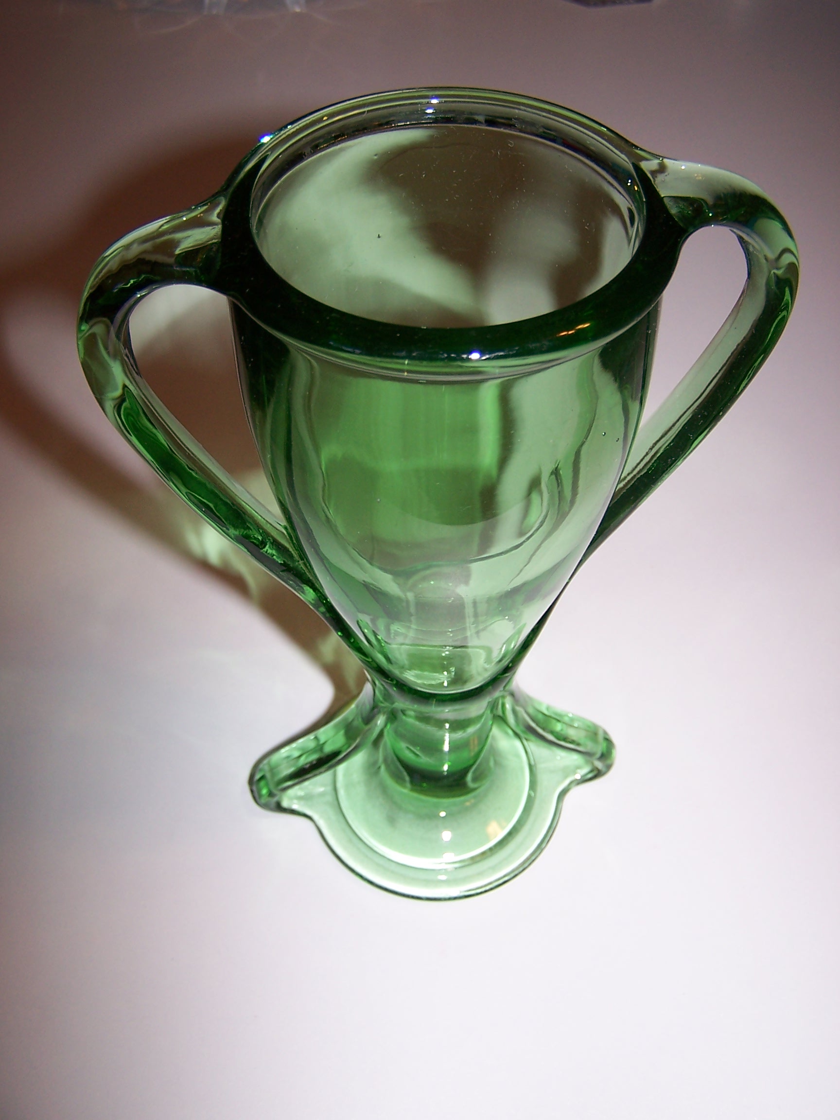Fostoria Tut Vase 2288, Elegant Green Glass, ca 1925.