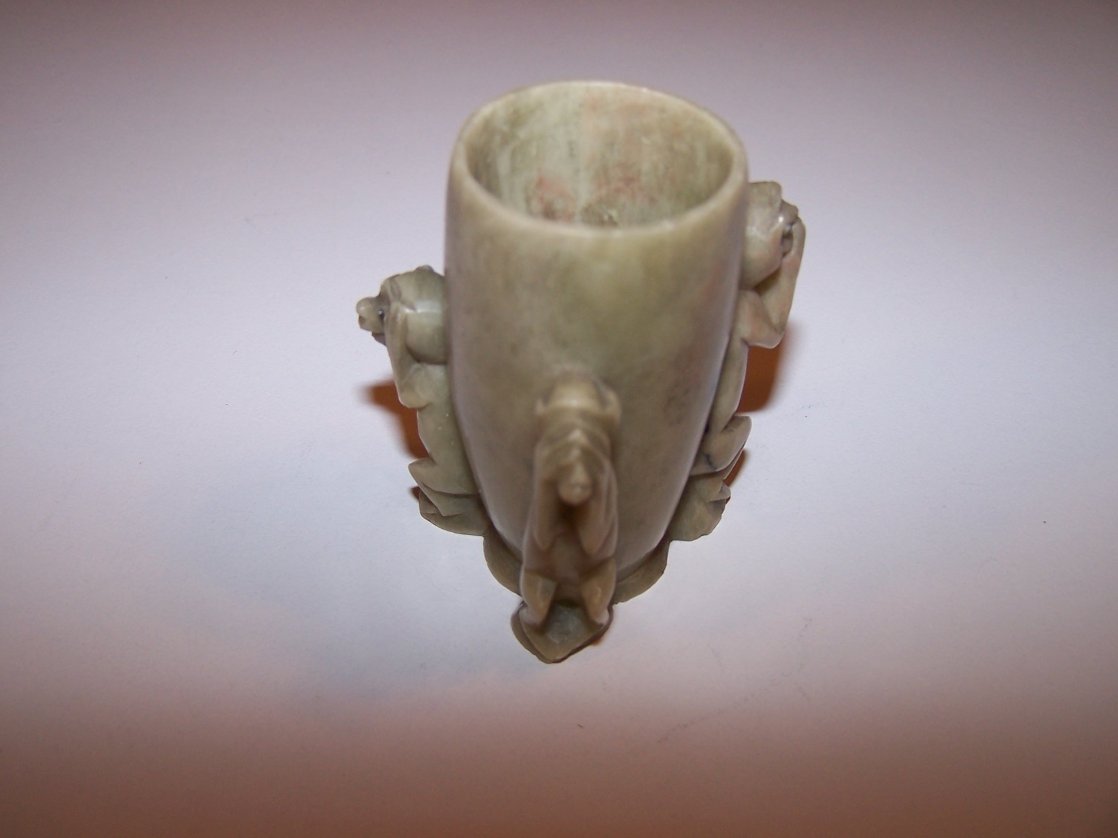 Image 2 of Three Monkey Brush Pot, Toothpick Holder, Soapstone, Hand Carved, Vintage