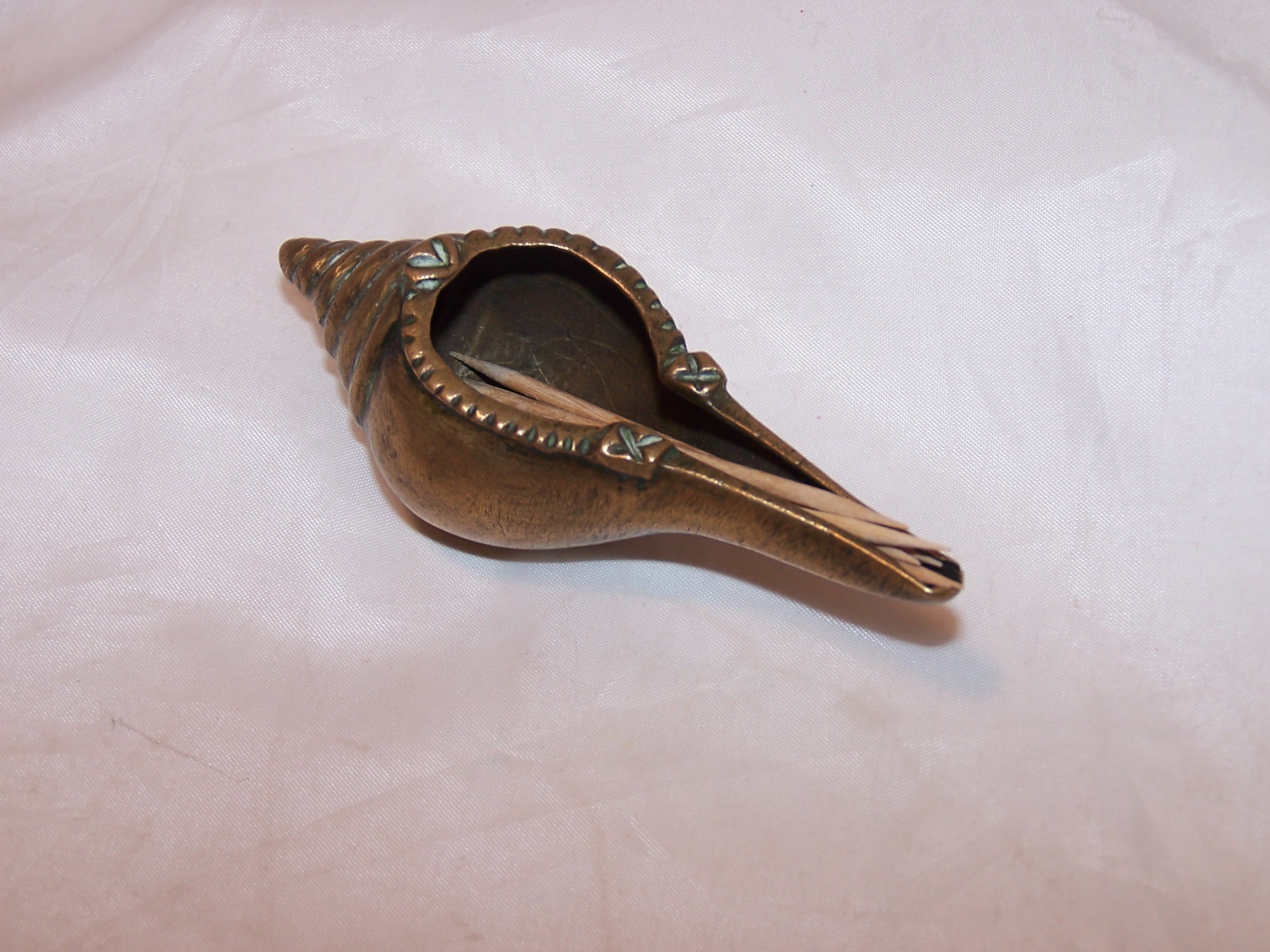 Image 1 of Toothpick Holder Seashell Brass