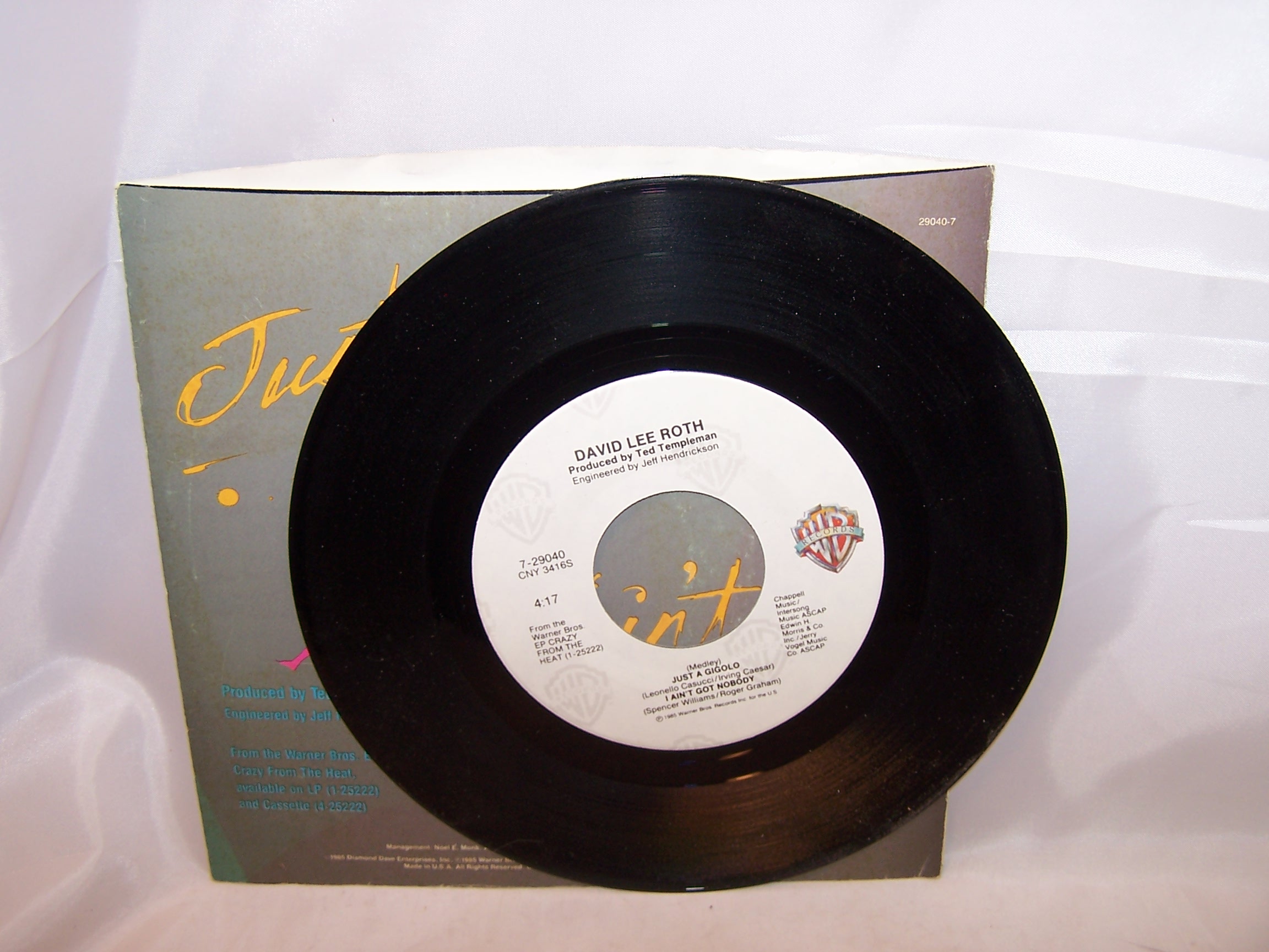 David Lee Roth, Just a Gigolo, 45 RPM Record, 1985