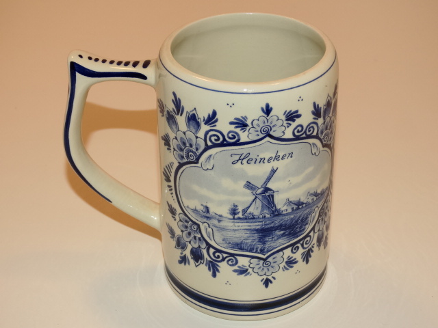 Image 9 of Heineken Delft Blue Beer Stein, Holland, Hand Painted Ceramic