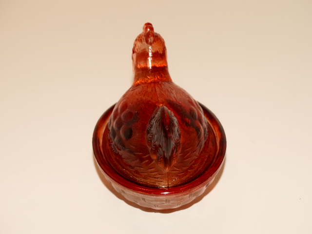 Image 1 of Salt Dip Dish, Orange Glass Chicken, 3 Inches