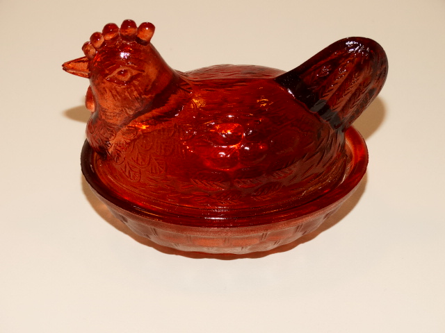 Image 2 of Salt Dip Dish, Orange Glass Chicken, 3 Inches