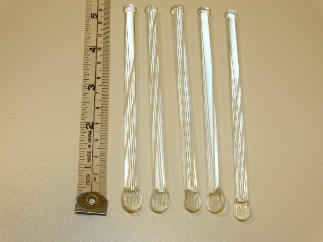 Image 1 of Swizzle Sticks, Pinstripe Glass, Handmade, Set of 5