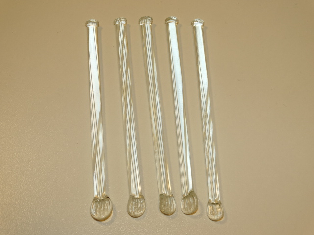 Image 2 of Swizzle Sticks, Pinstripe Glass, Handmade, Set of 5