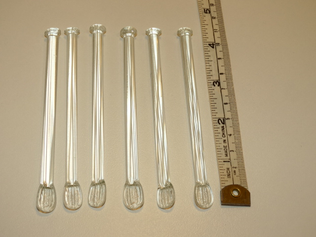 Image 1 of Swizzle Sticks, Glass Pinstripe, Handmade, Set of 6