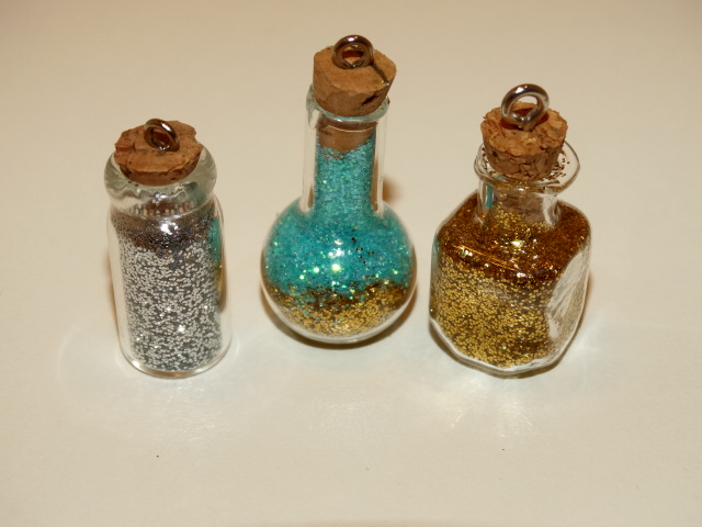 Fairy Dust, in Three Shaped Bottles, Silver Gold Blue