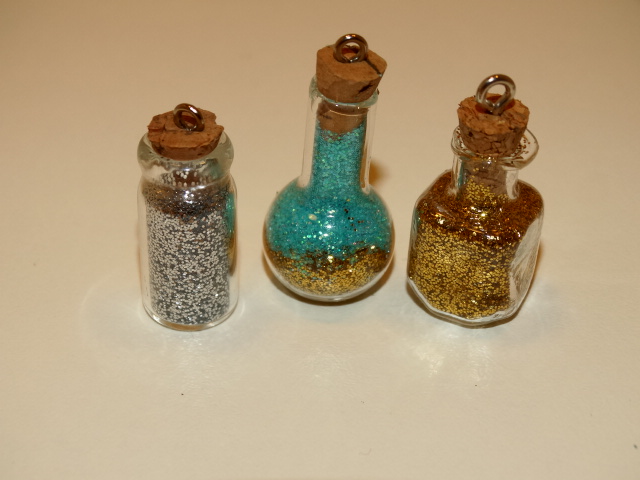 Fairy Dust, in Three Shaped Bottles, Silver Gold Blue