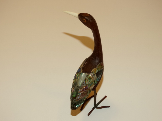 Image 3 of Bird, Abalone, Wood, Copper Figurine, Handmade